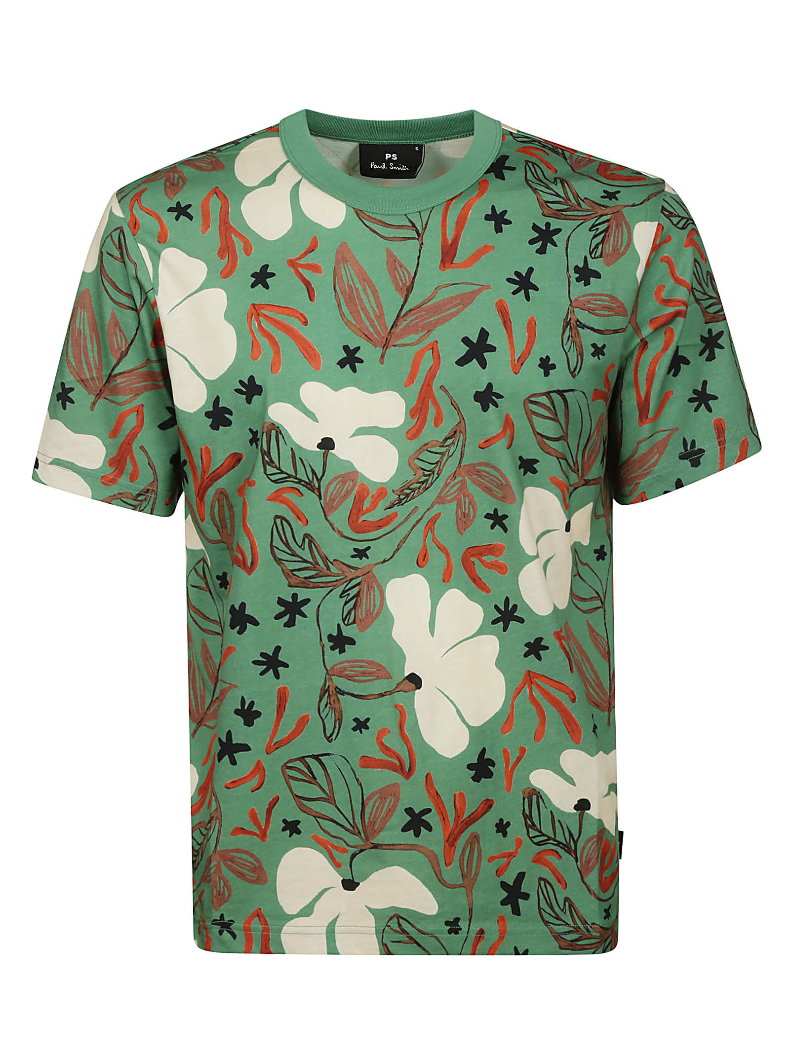 Shop Paul Smith Ss T Shirt Sea Floral In Emerald Green