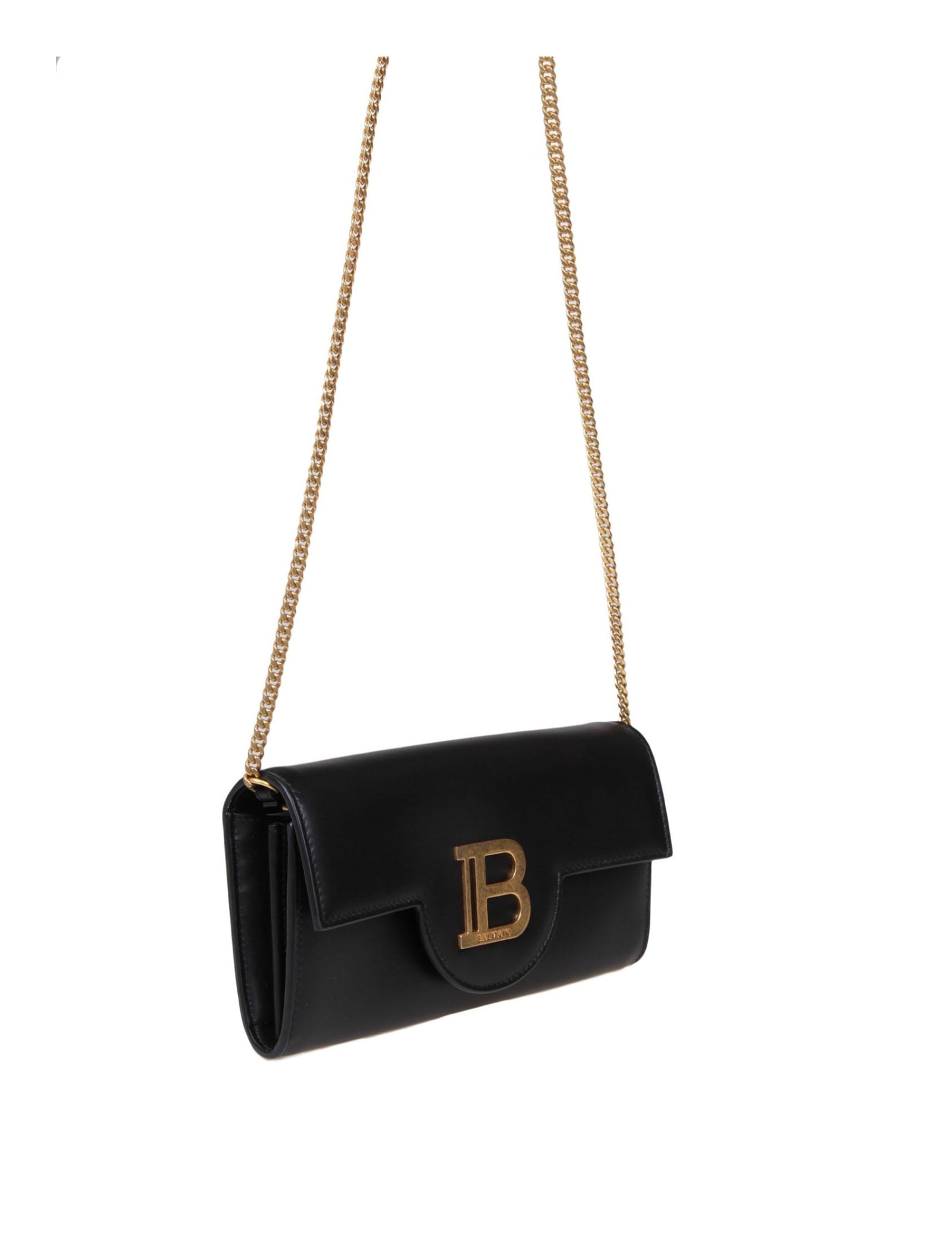 Shop Balmain Buzz Wallet Bag In Black Leather