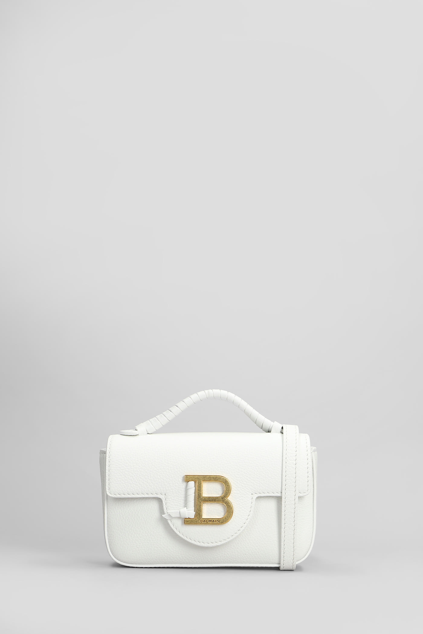 BALMAIN B BUZZ MINI 17 SHOULDER BAG IN WHITE LEATHER
