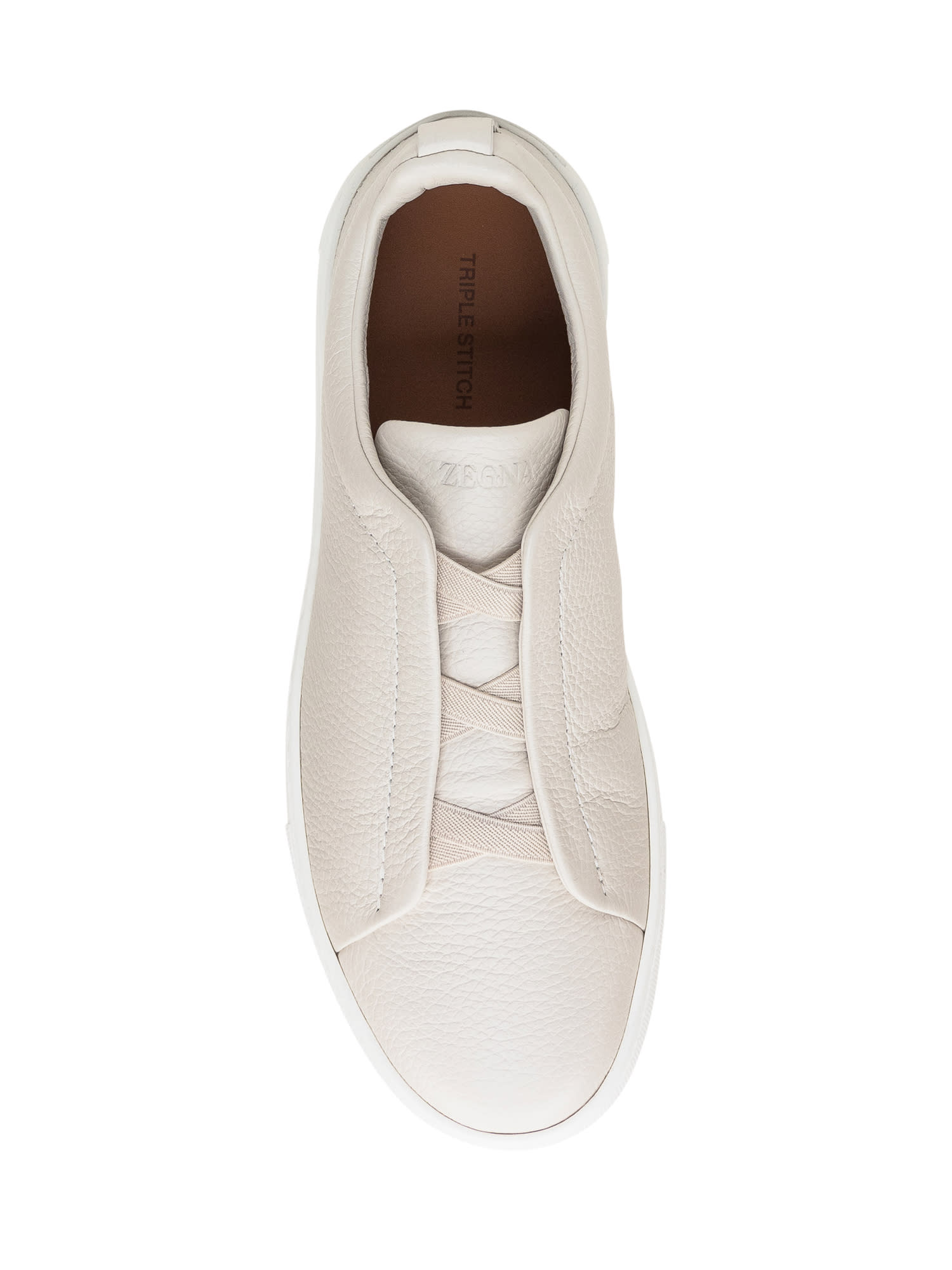 Shop Zegna Triple Stitch Sneakers In Panna