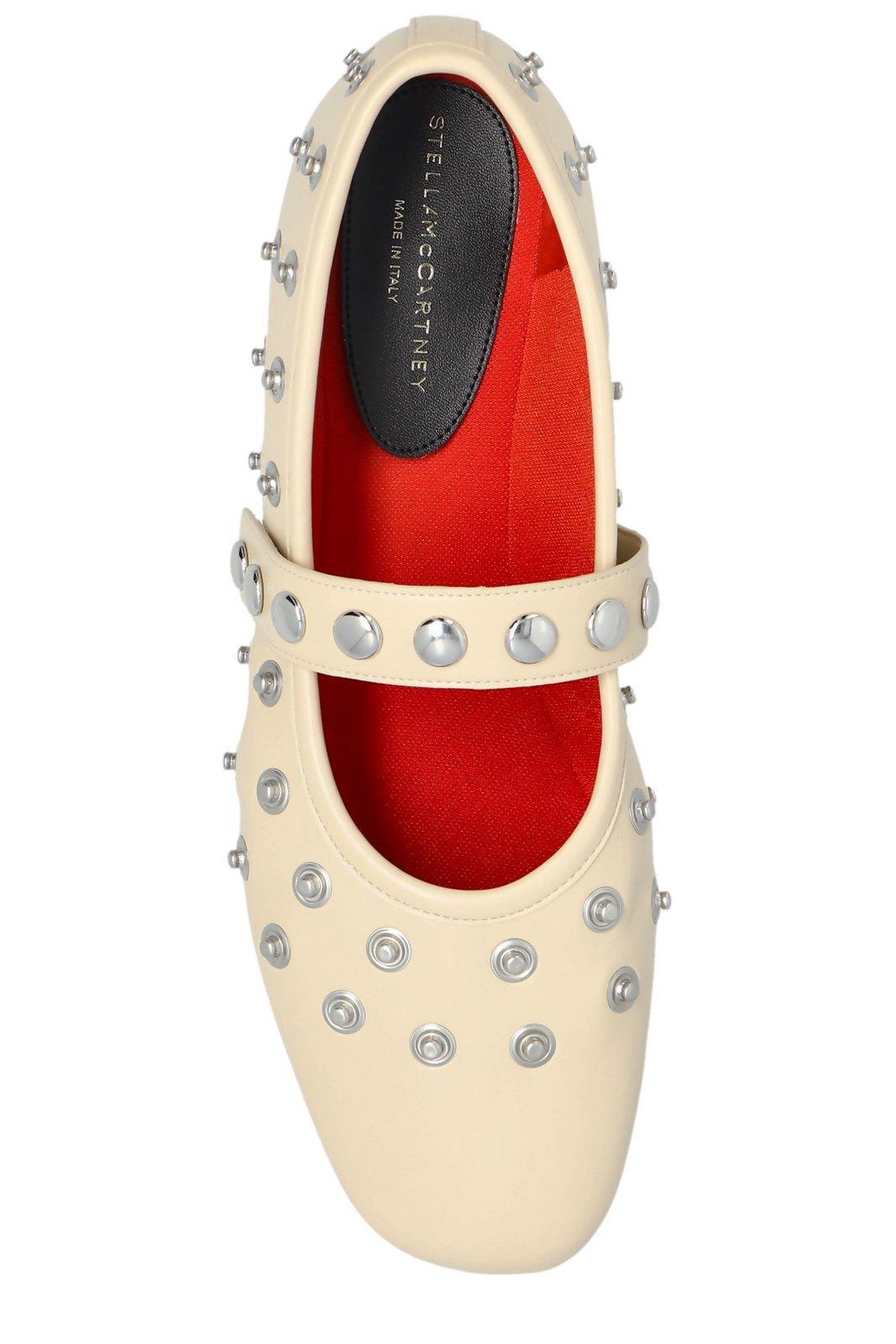 Stella Mccartney Ryder Stud Embellished Ballet Flats In Cream