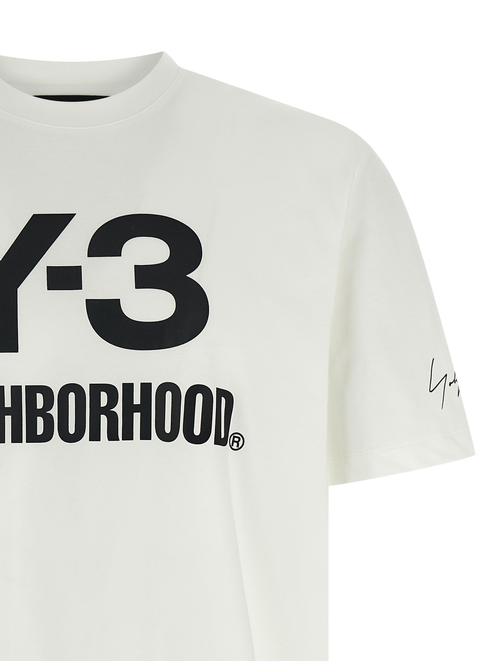 Y-3 Logo Printed Crew Neck T-shirt In White