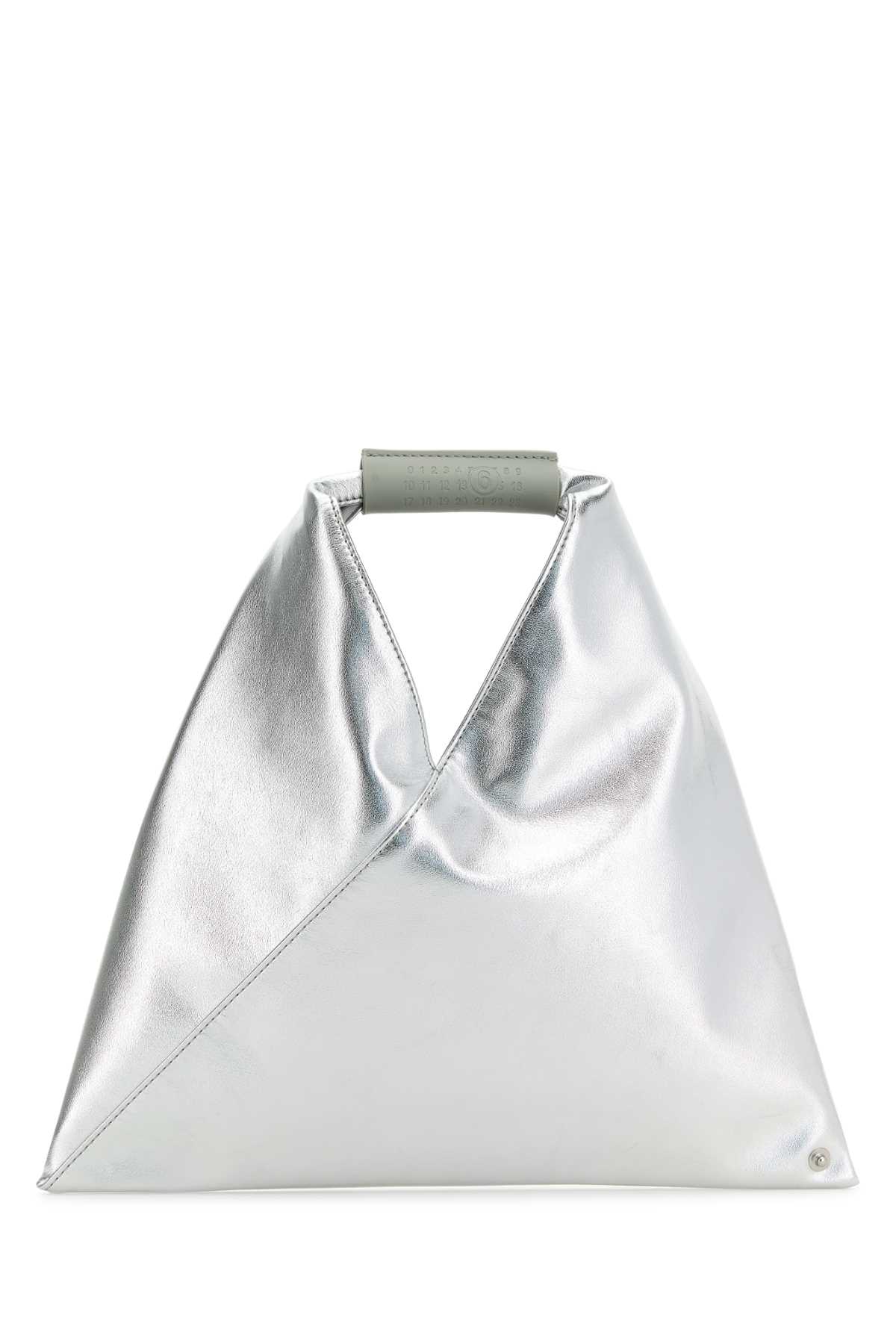 Silver Synthetic Leather Japanese Handbag