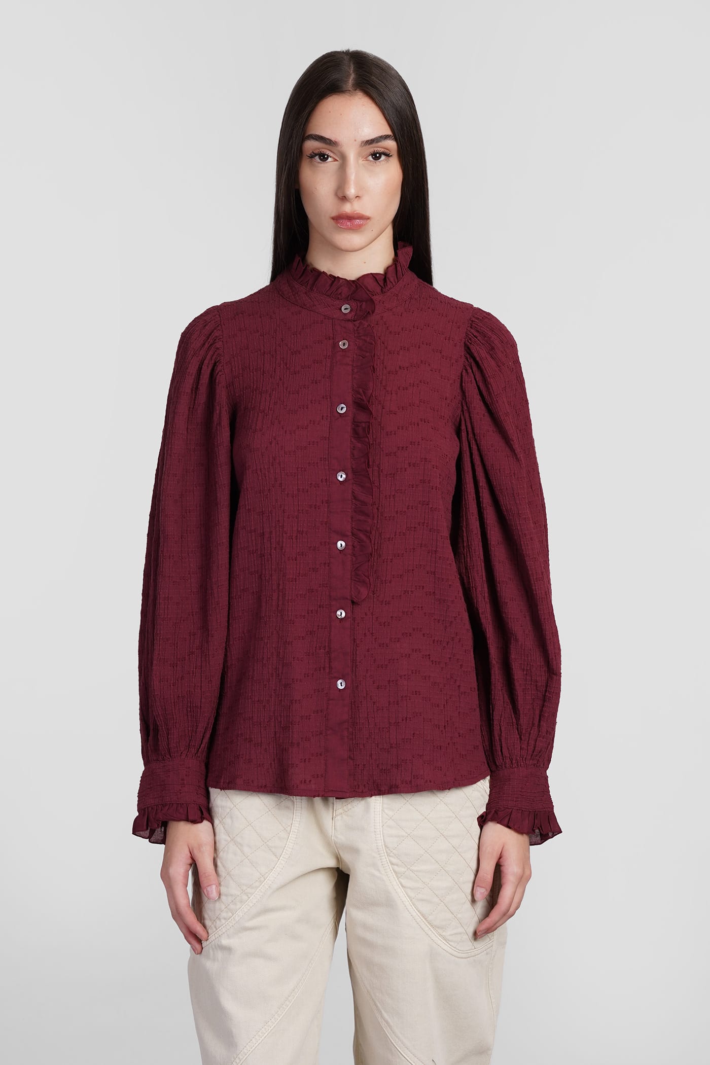 Shop Antik Batik Yvette Shirt In Bordeaux Cotton