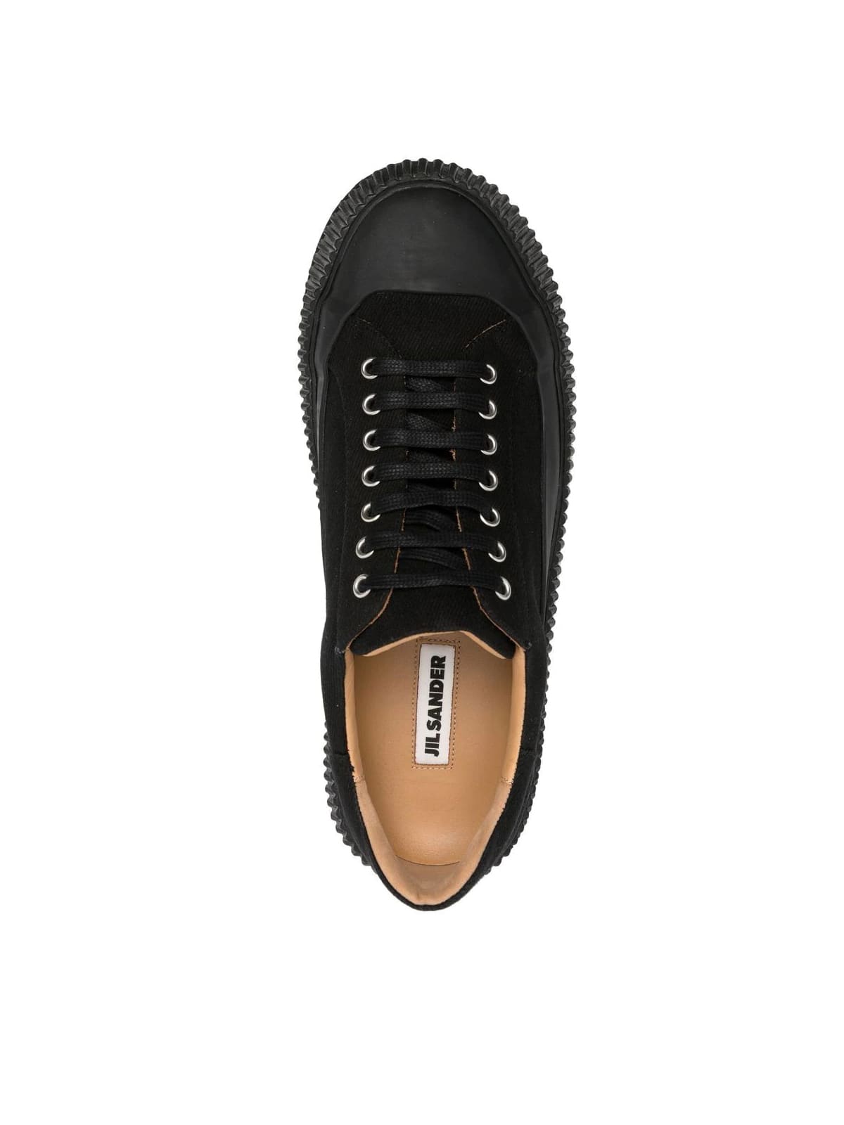 Shop Jil Sander Low Laced Sneakers With Vulcanized Rubber Sole In Black