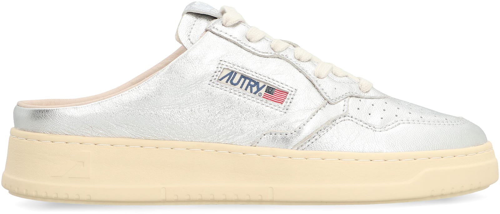 Autry Medalist Slip-on Leather Sneakers In Silver