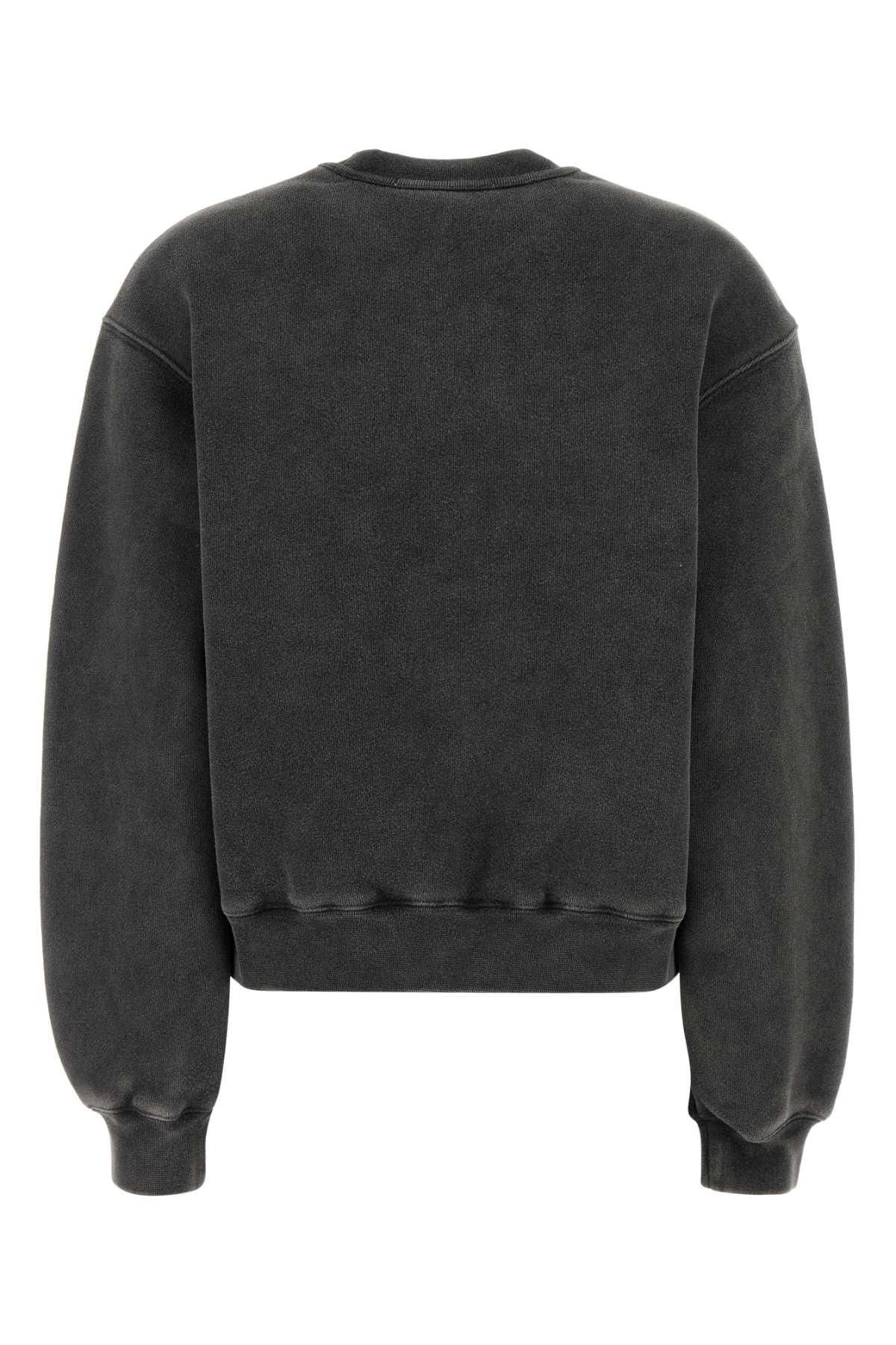 Alexander Wang Charcoal Cotton Blend Oversize Sweatshirt In Fadedblack