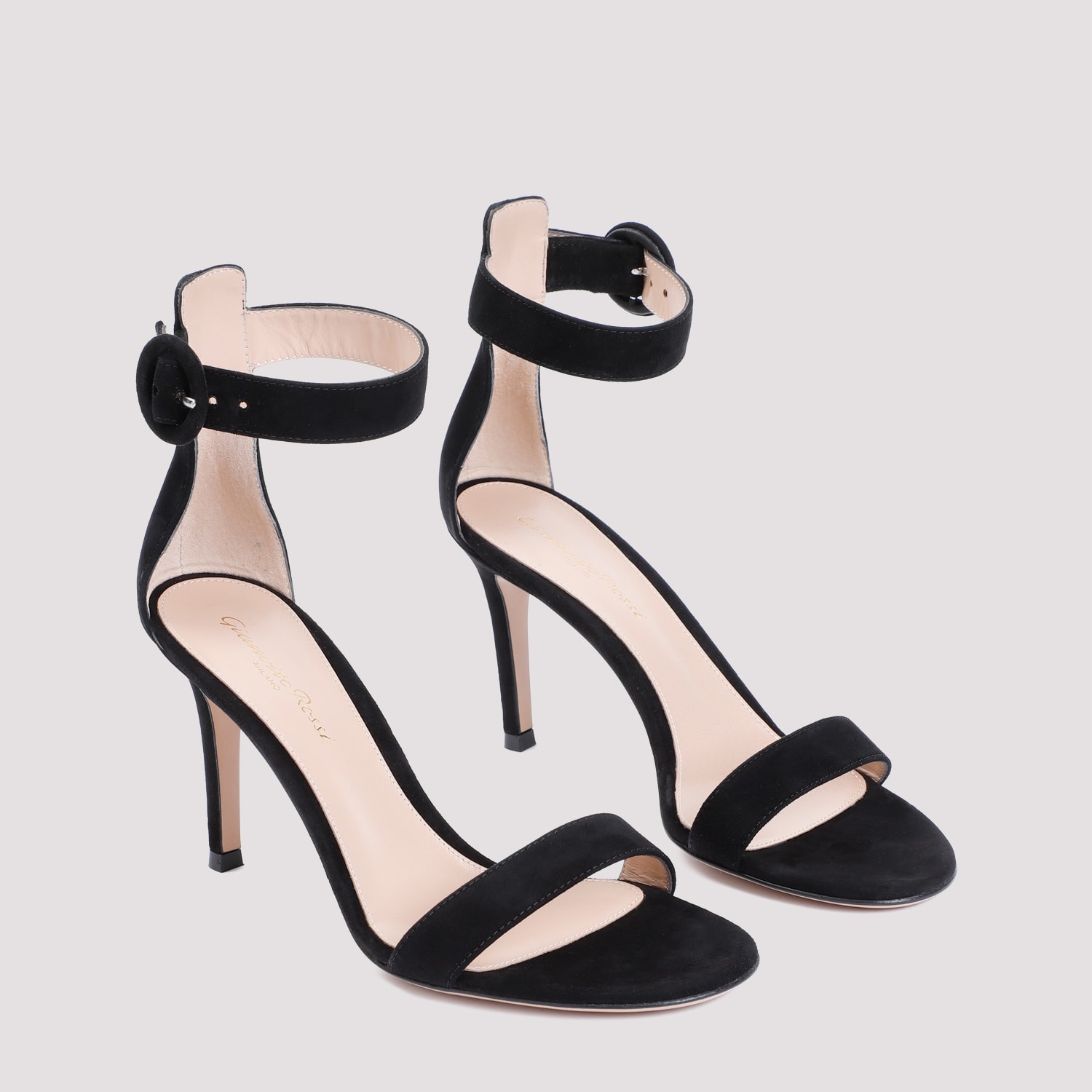 Shop Gianvito Rossi Portofino 85 Suede Sandals In Nero Black