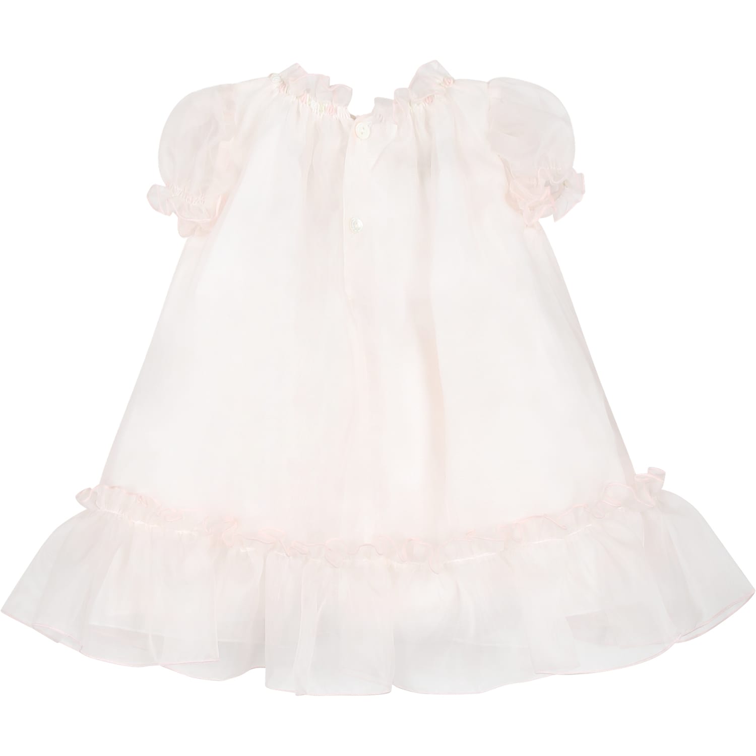 Shop La Stupenderia Pink Dress For Baby Girl With Flowers Embroidered