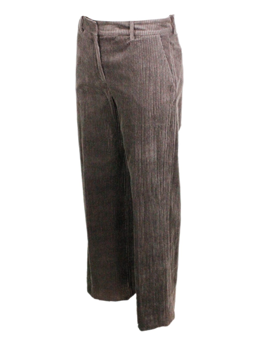 Antonelli Brown Trousers With Belt Loops In Velvet Woman In Brown