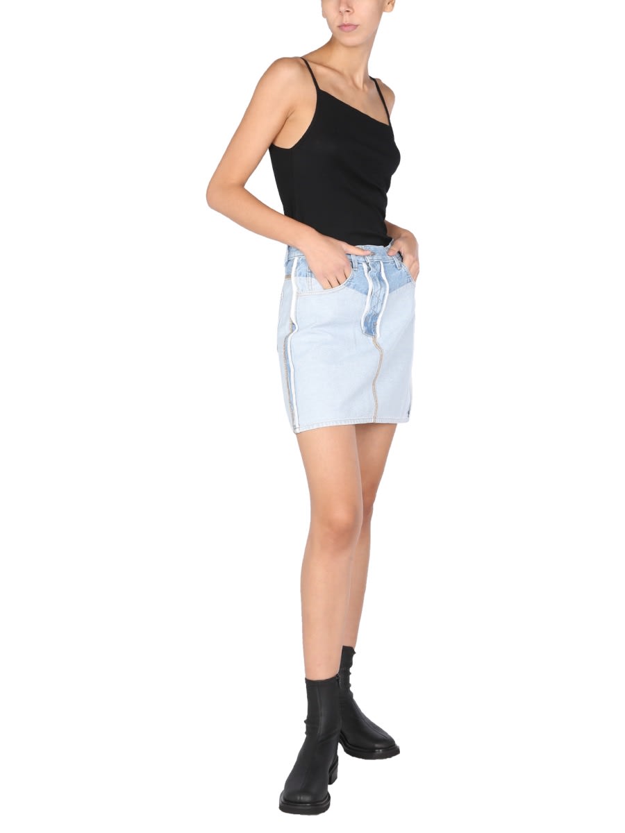 Shop Helmut Lang Revers Denim Skirt In Azure
