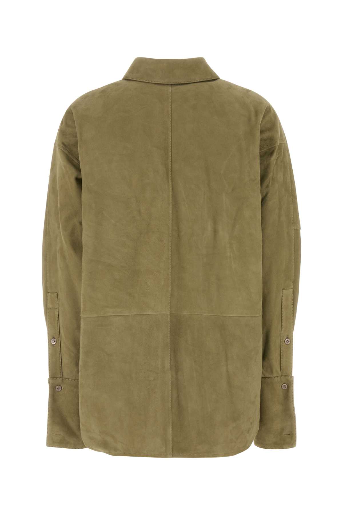 LOEWE SAGE GREEN SUEDE SHIRT 