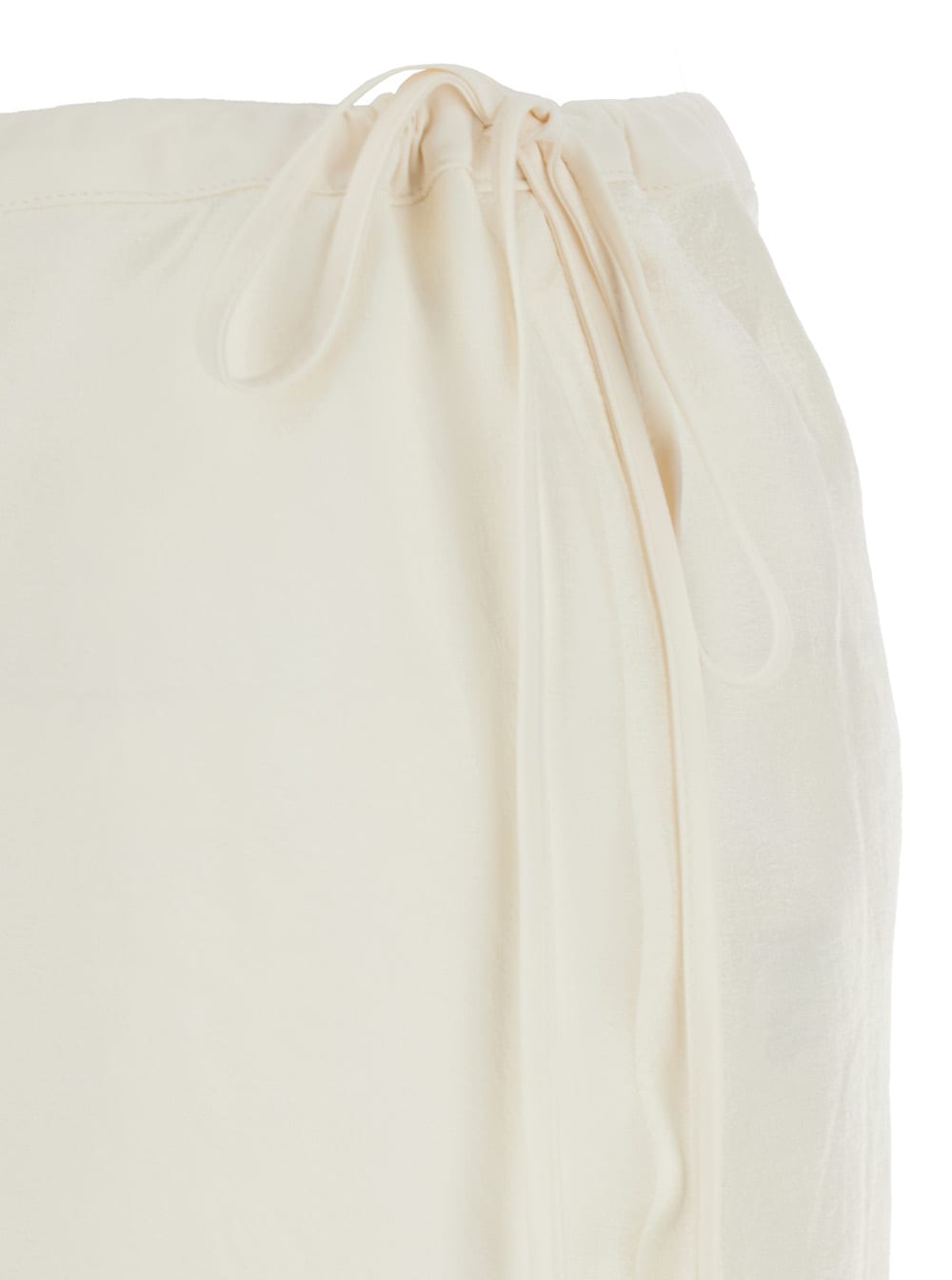 Dunst White Skirt With Side Knot Closure And Semi-transparent Hem In Viscose Woman