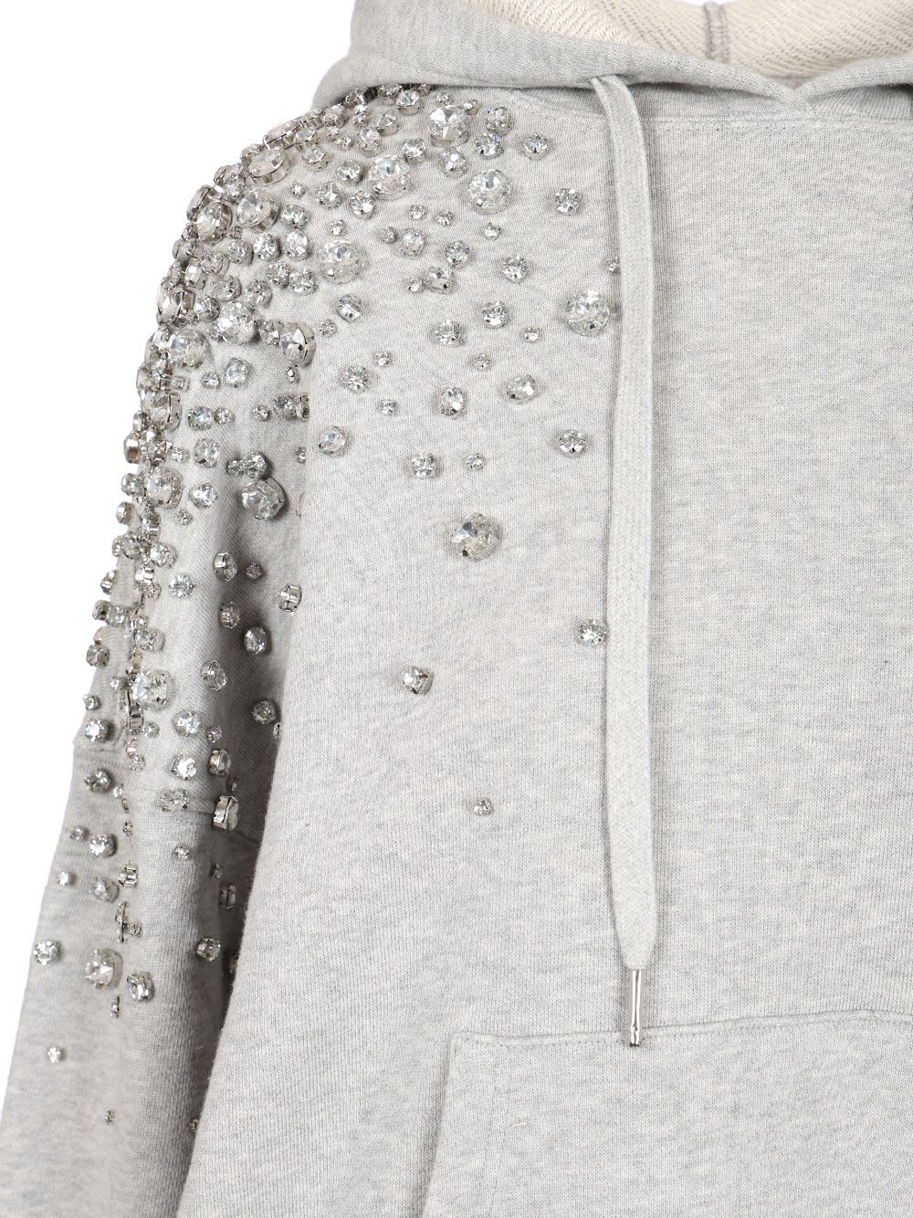 Golden Goose Grey Hoodie With Crystals In White