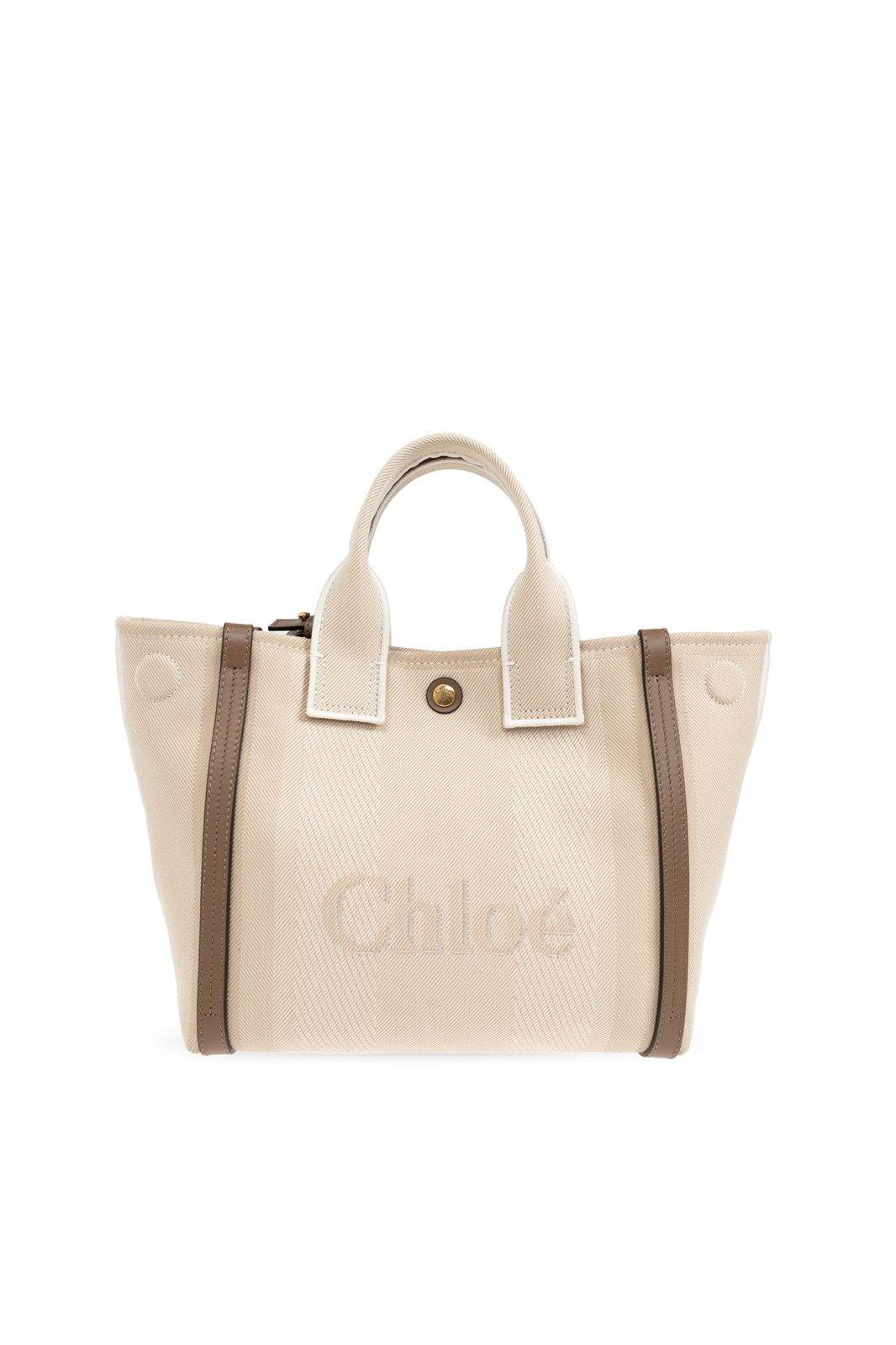 Chloé Carry Logo Shoulder Bag In Beige