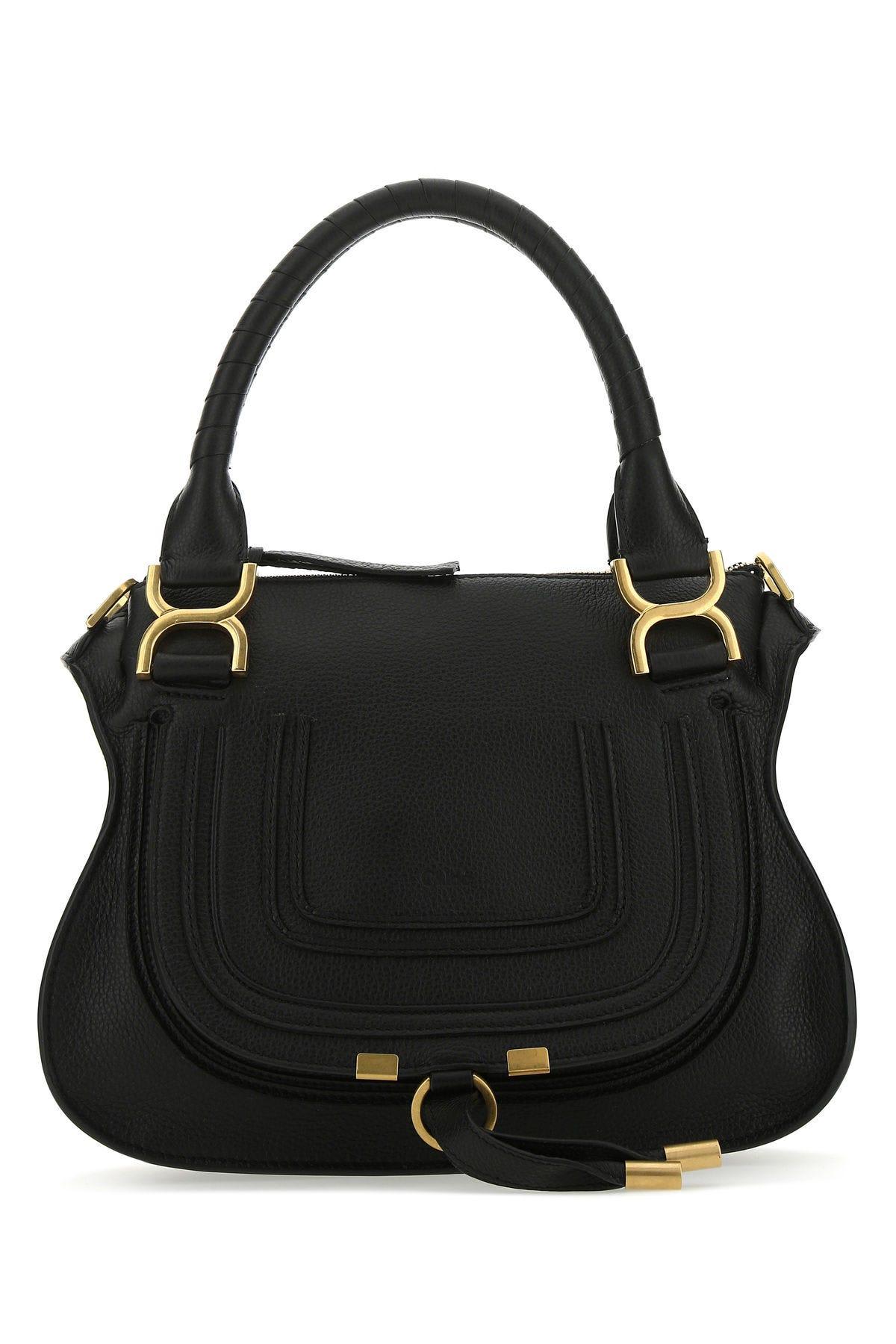 Chloé Marcie Medium Leather Handbag With Removable Shoulder Strap In Black