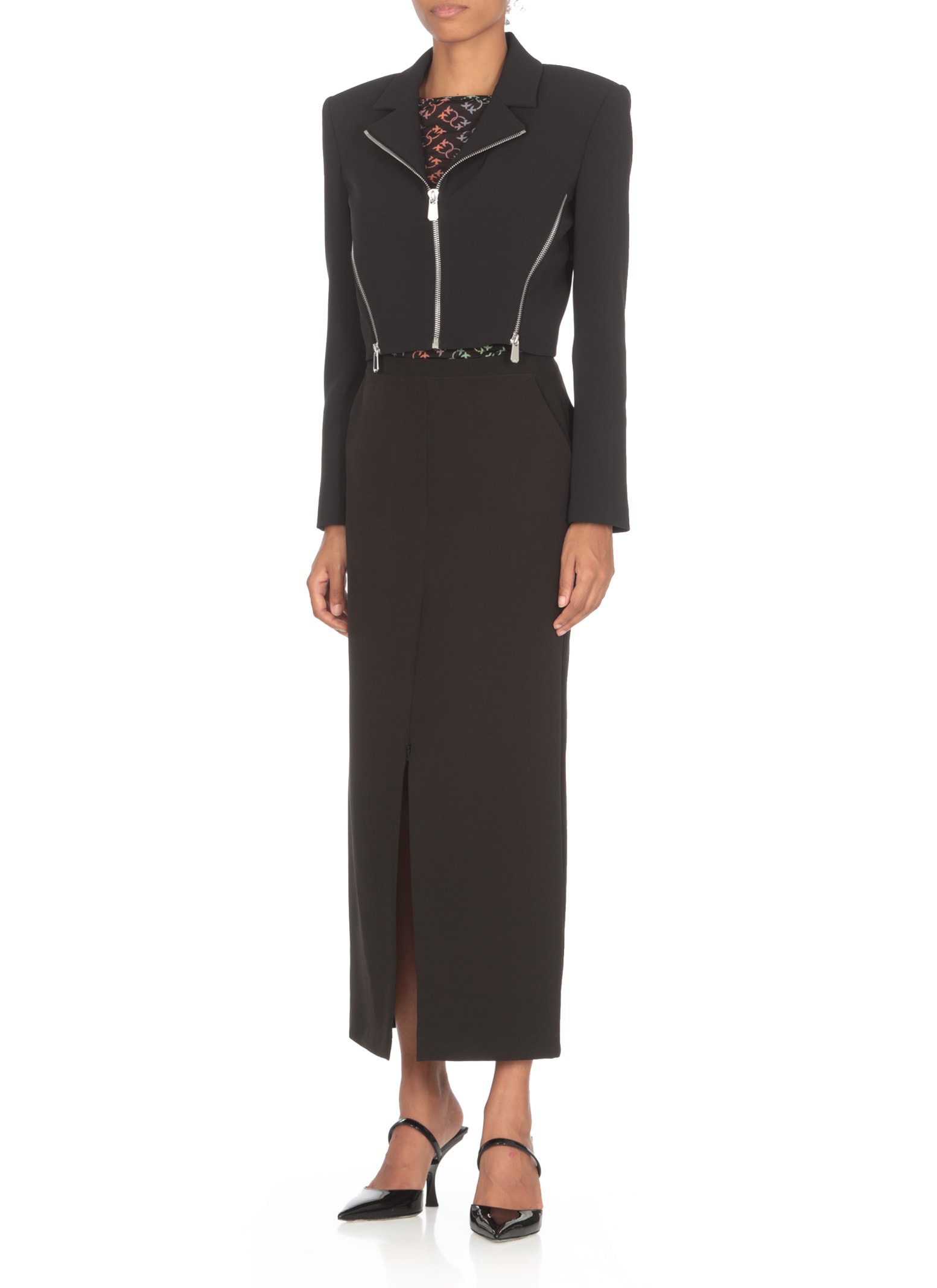 Shop Pinko Cropped Crepe Jacket In Black