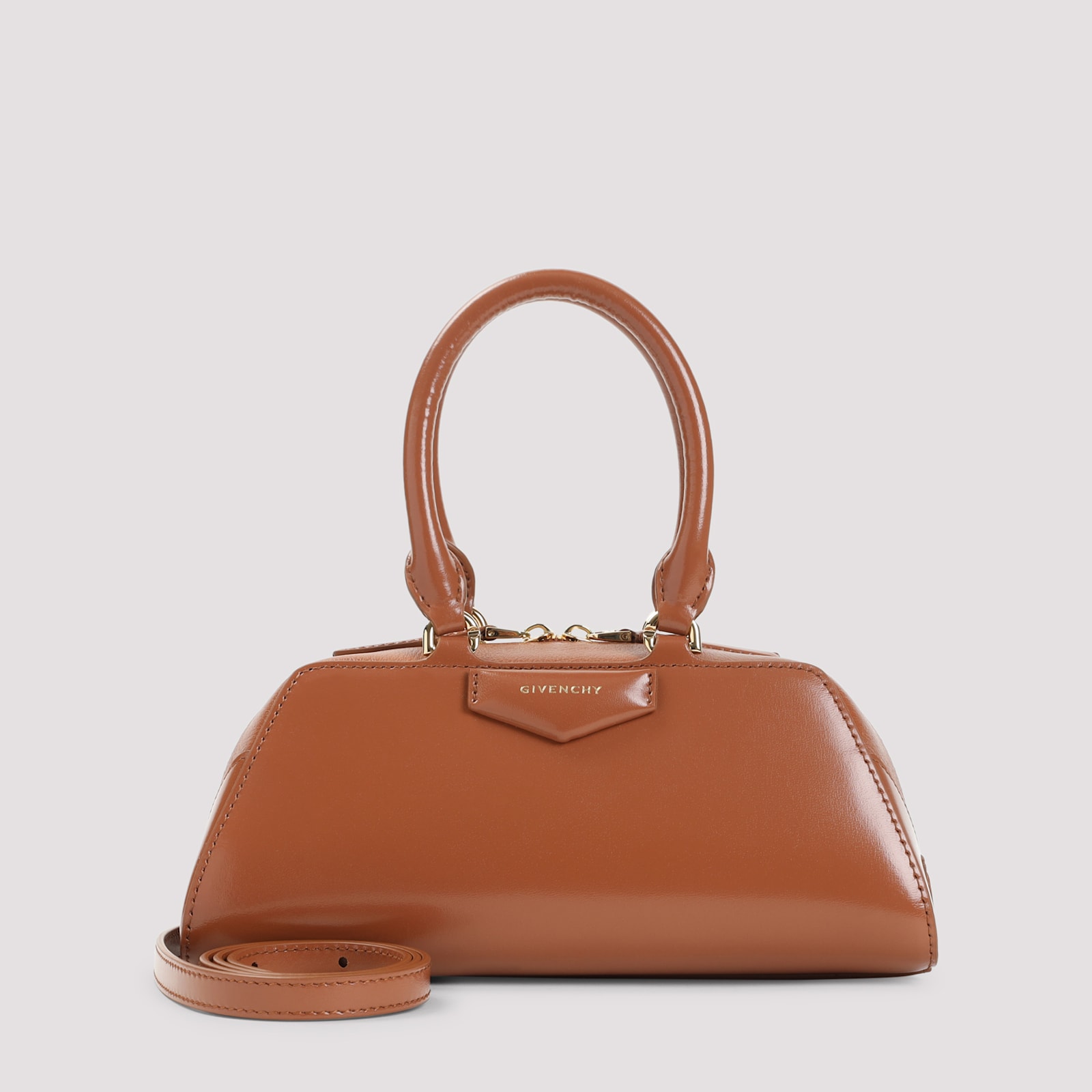 Givenchy Mini Antigona Cube East-west Zip Shoulder Bag In Brown