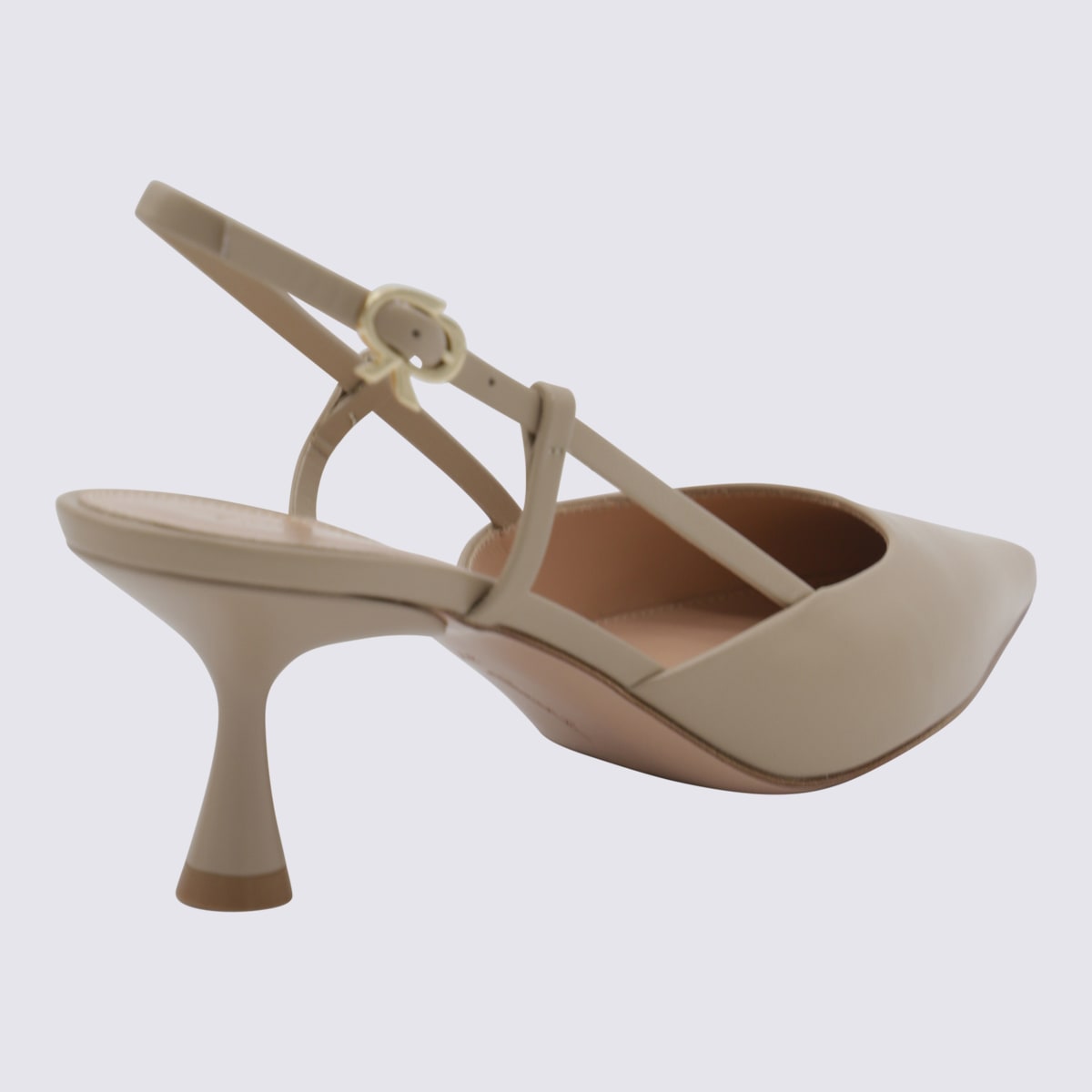 Gianvito Rossi Sandy Calfskin Pumps With Open-back And Hook-and-loop Closure In Sand
