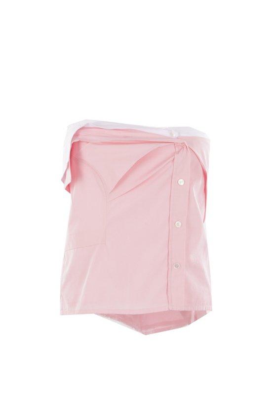 Miu Miu Cotton Poplin Bustier Top In Pink