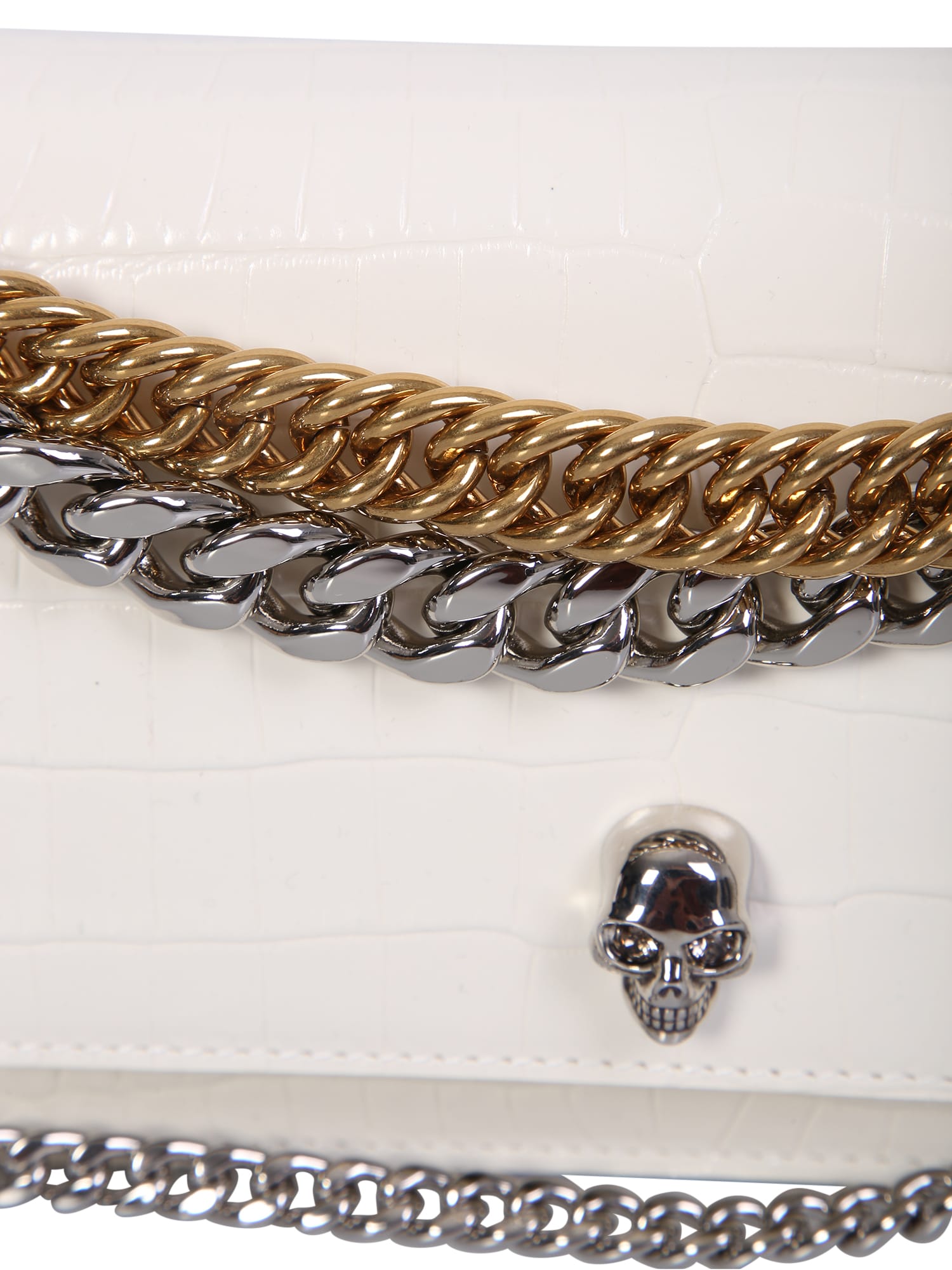 Shop Alexander Mcqueen Skull Bag With Chain In Ivory White