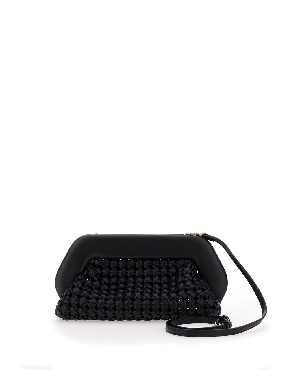Shop Themoirè Bios Knots Black Clutch Bag With Braided Design In Eco Leather Woman