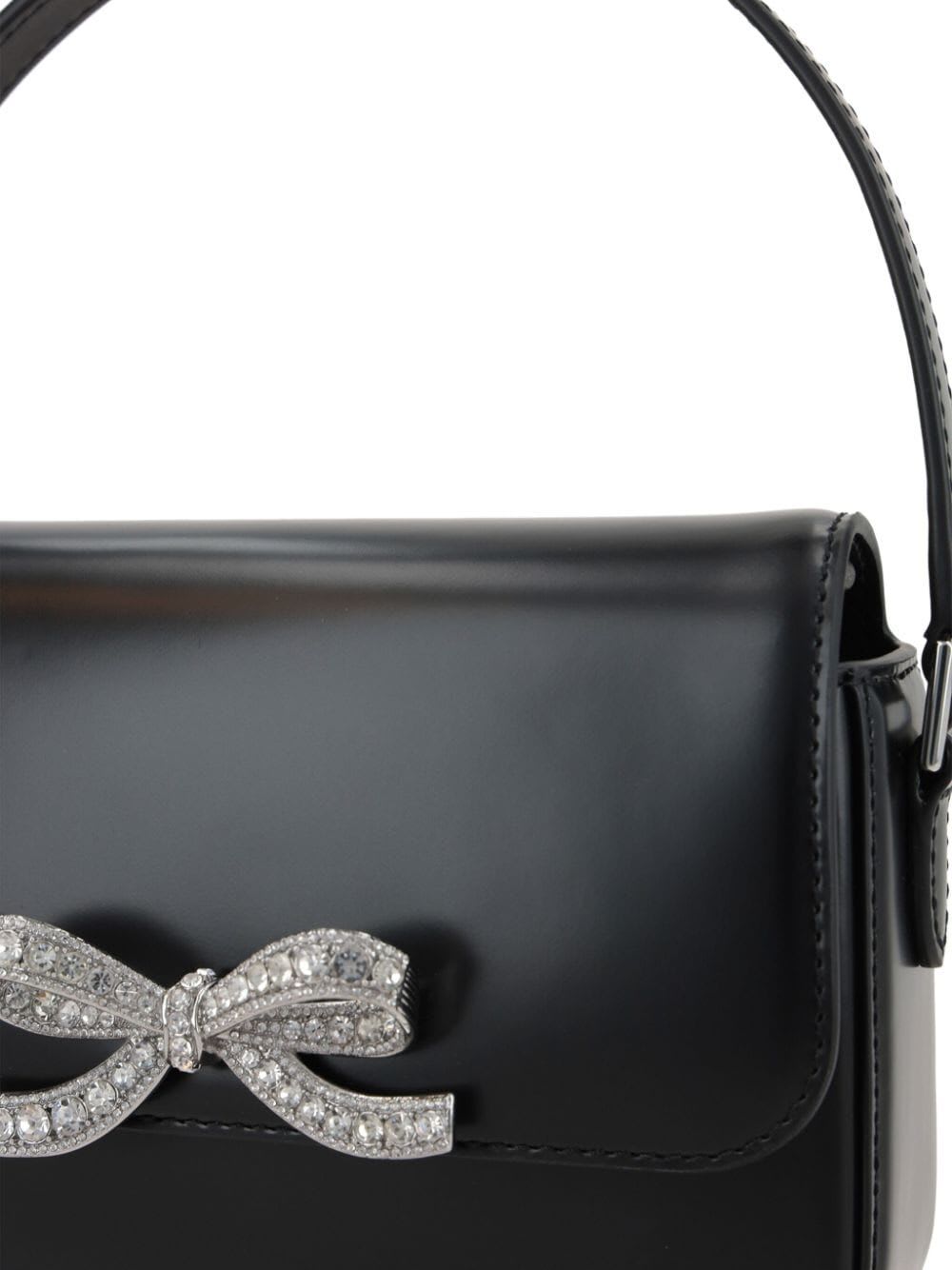 Shop Self-portrait Black Leather Baguette Bag In B Black