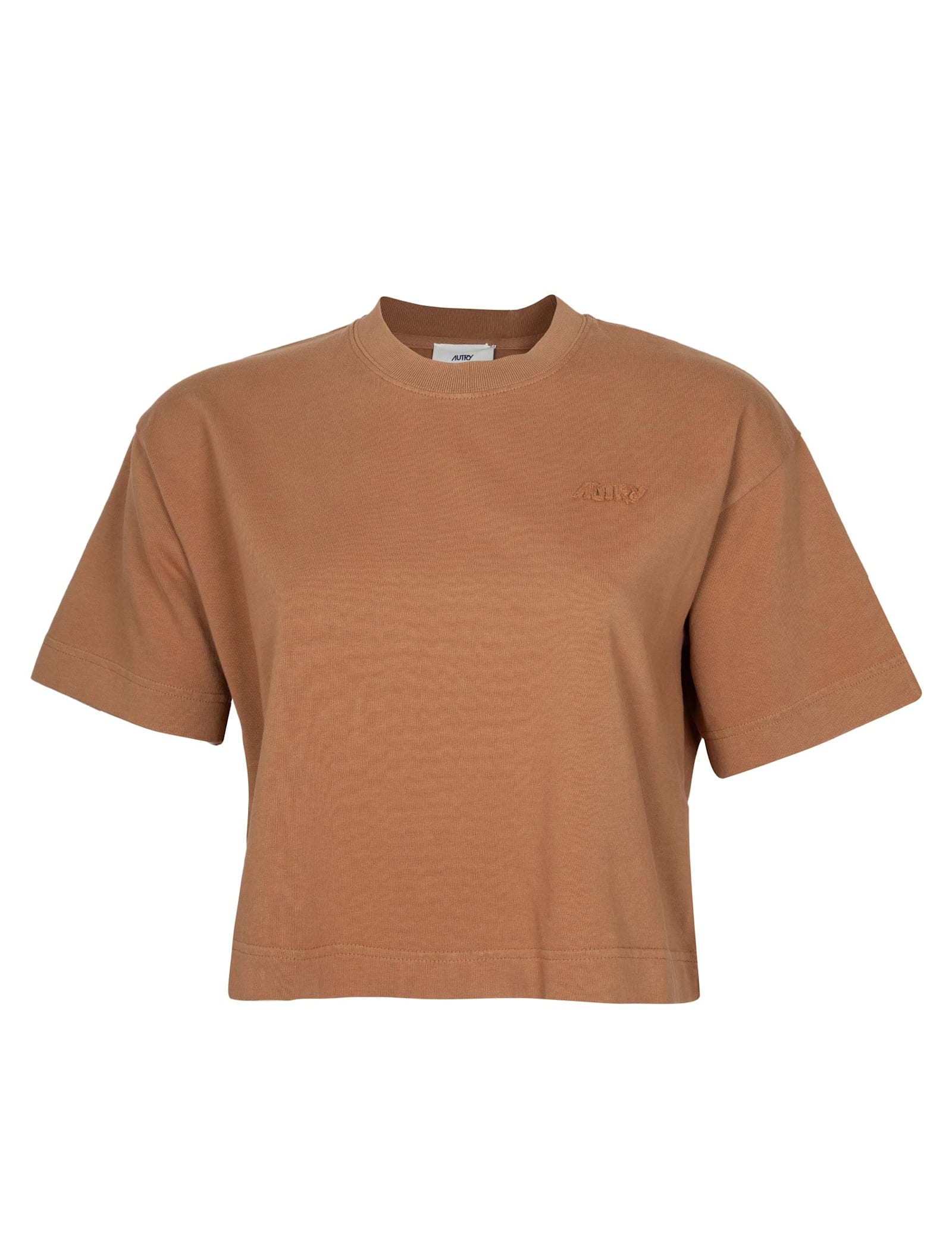 Autry Camel Cotton Jersey Boxy T-shirt In Brown
