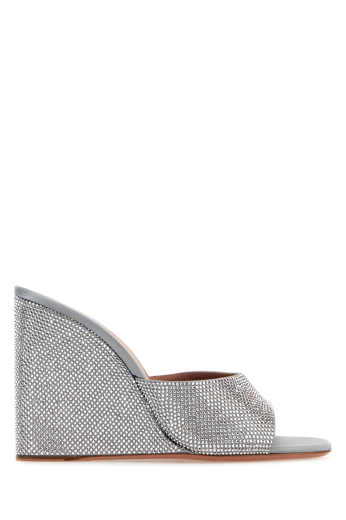 Amina Muaddi Sandals With Embellished Heels In Gresilchrcry