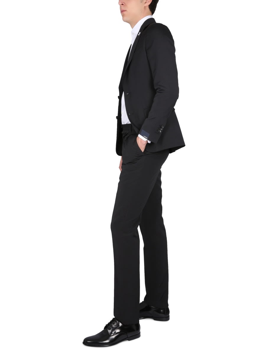 Lardini Tailored Suit Jacket Notch Lapel In Black