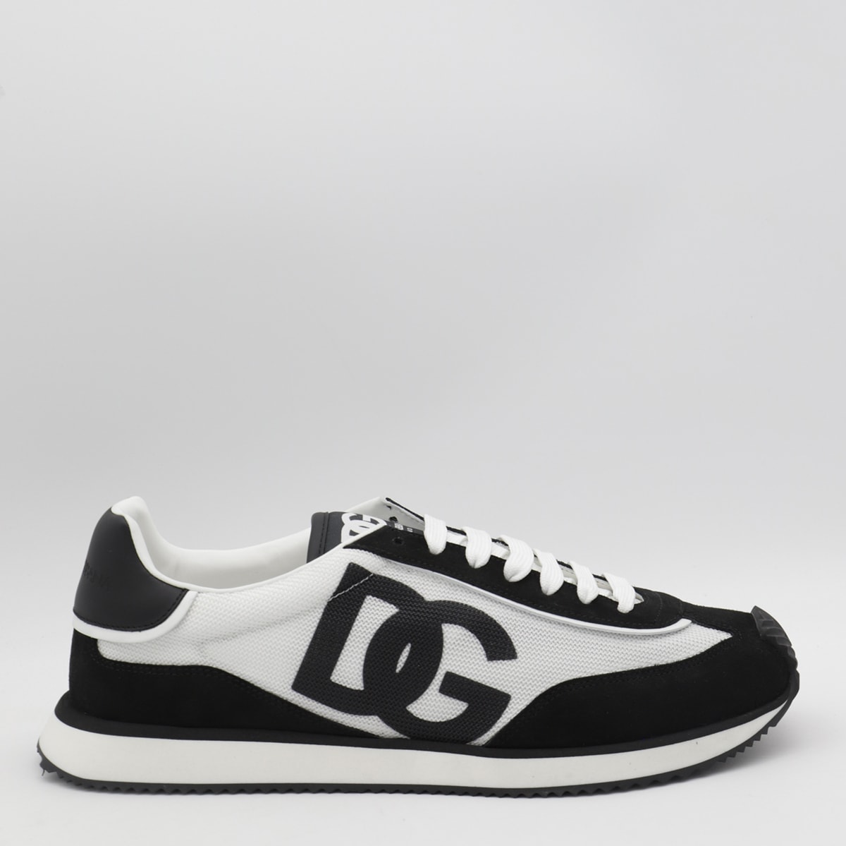Dolce & Gabbana Men Two-tone Mesh And Suede Dg Aria Sneakers In White