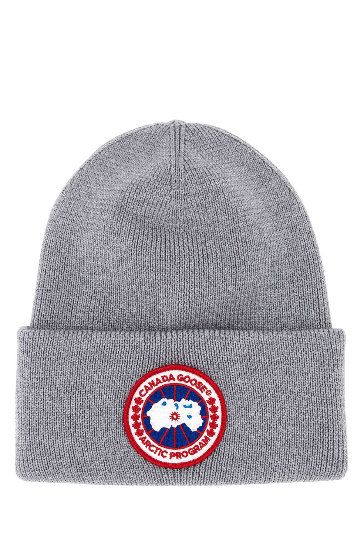 Shop Canada Goose Grey Wool Beanie Hat In Heathergrey