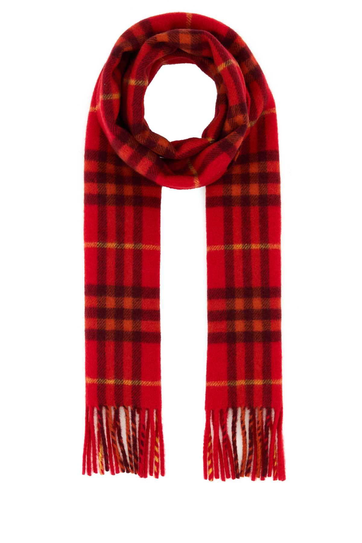 Shop Burberry Embroidered Cashmere Scarf In Currant