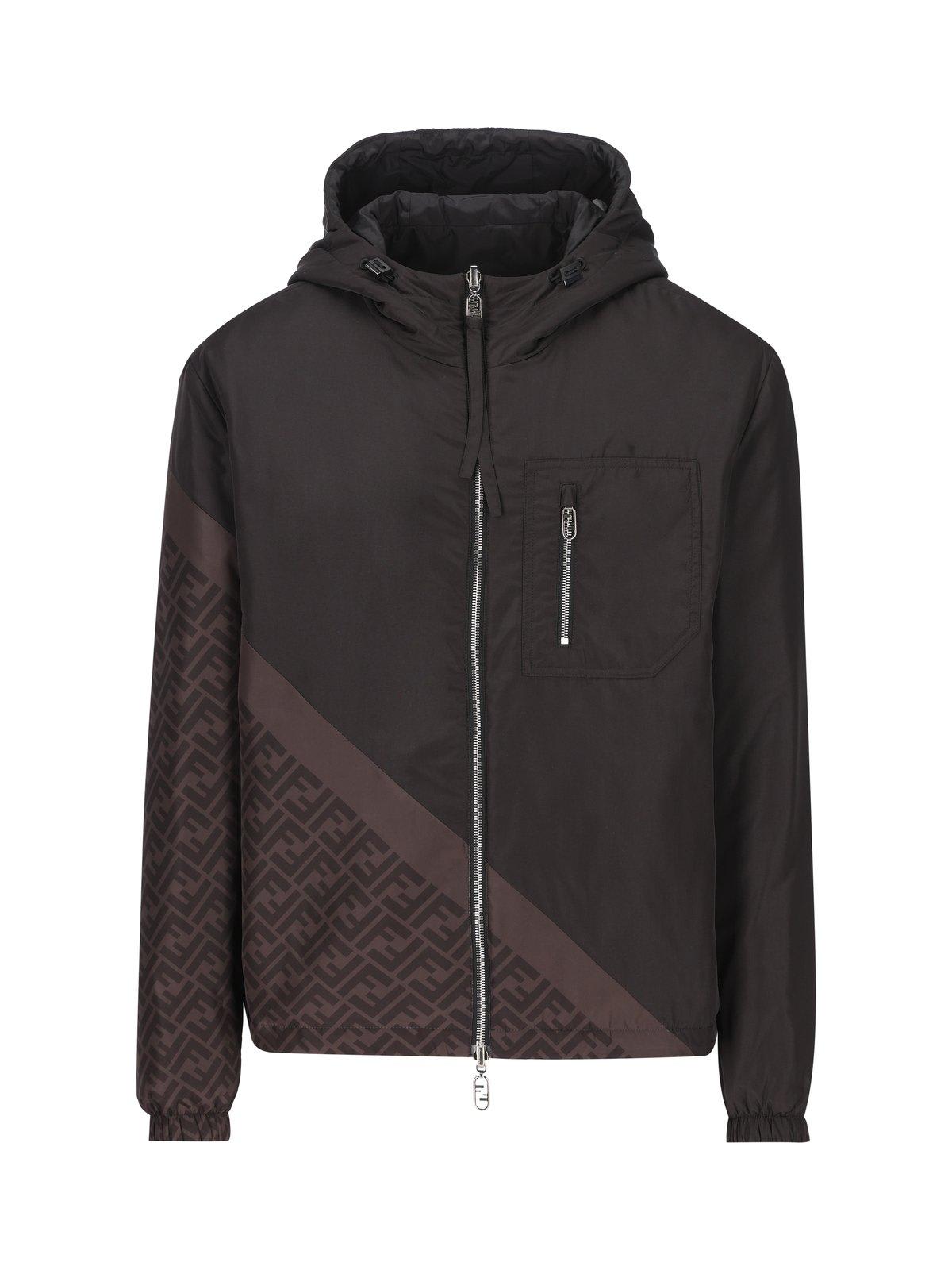 Shop Fendi Reversible Windbreaker Jacket In F Anthracite Black