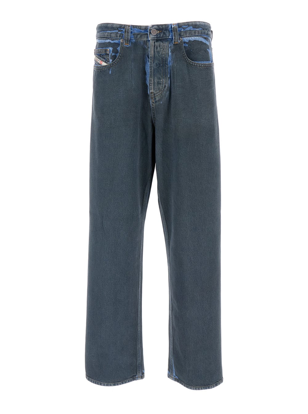 Shop Diesel Blue Denim Straight Leg Jeans In Cotton Man