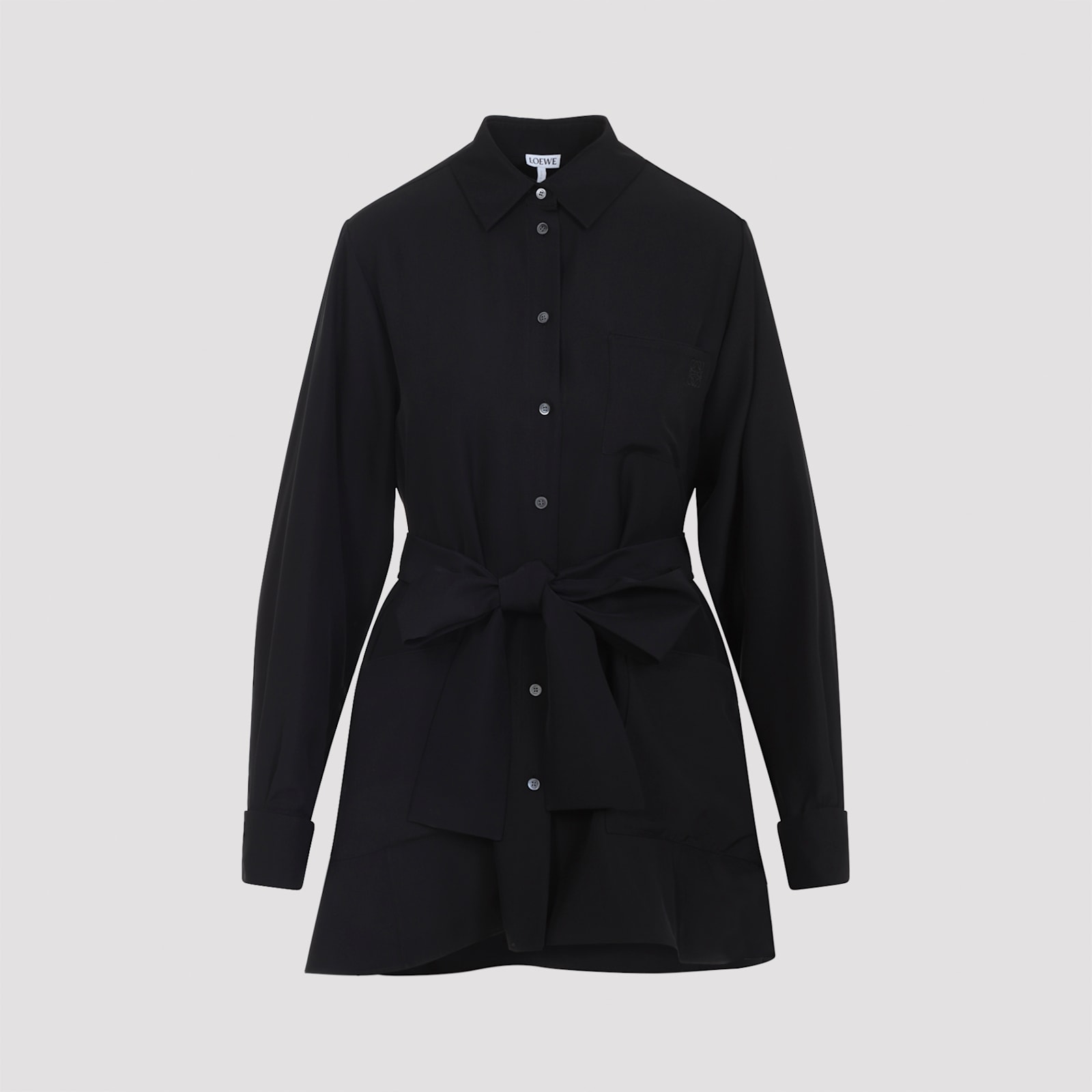 Loewe Waist Tie Long Sleeve Blouse In Black
