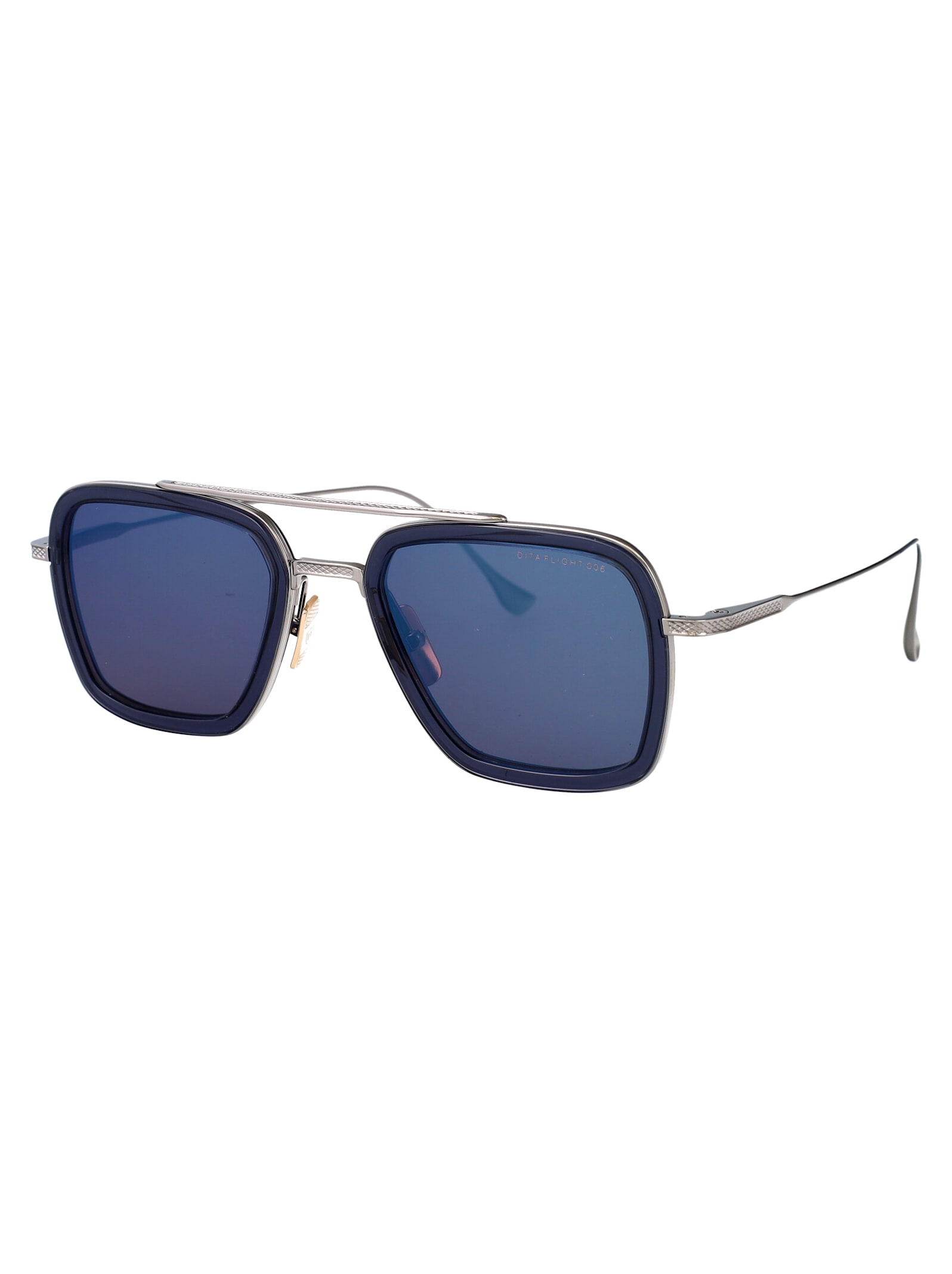 Dita Flight.006 Sunglasses In Smoke Grey Crystal - Black Palladium W/dark Grey -blue Mirror -ar