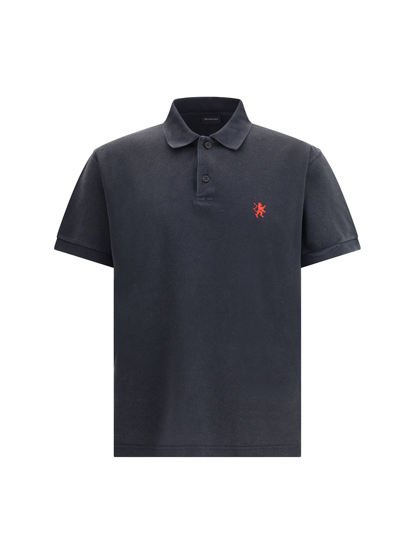 Balenciaga Cotton Piquet Polo Shirt With Lion Embroidery