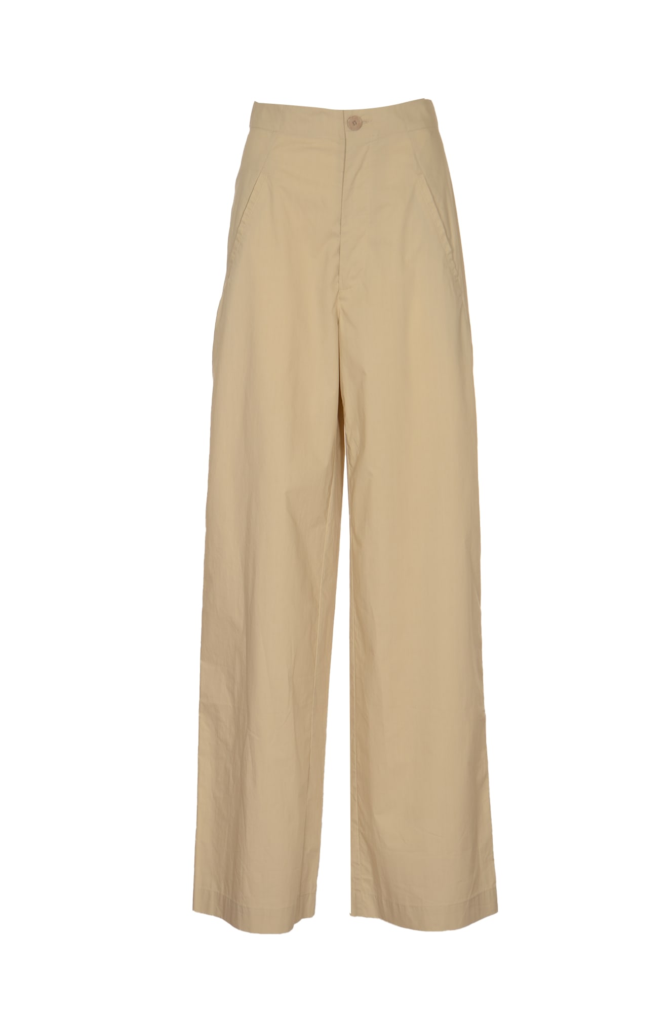 High-waist Straight Leg Plain Trousers