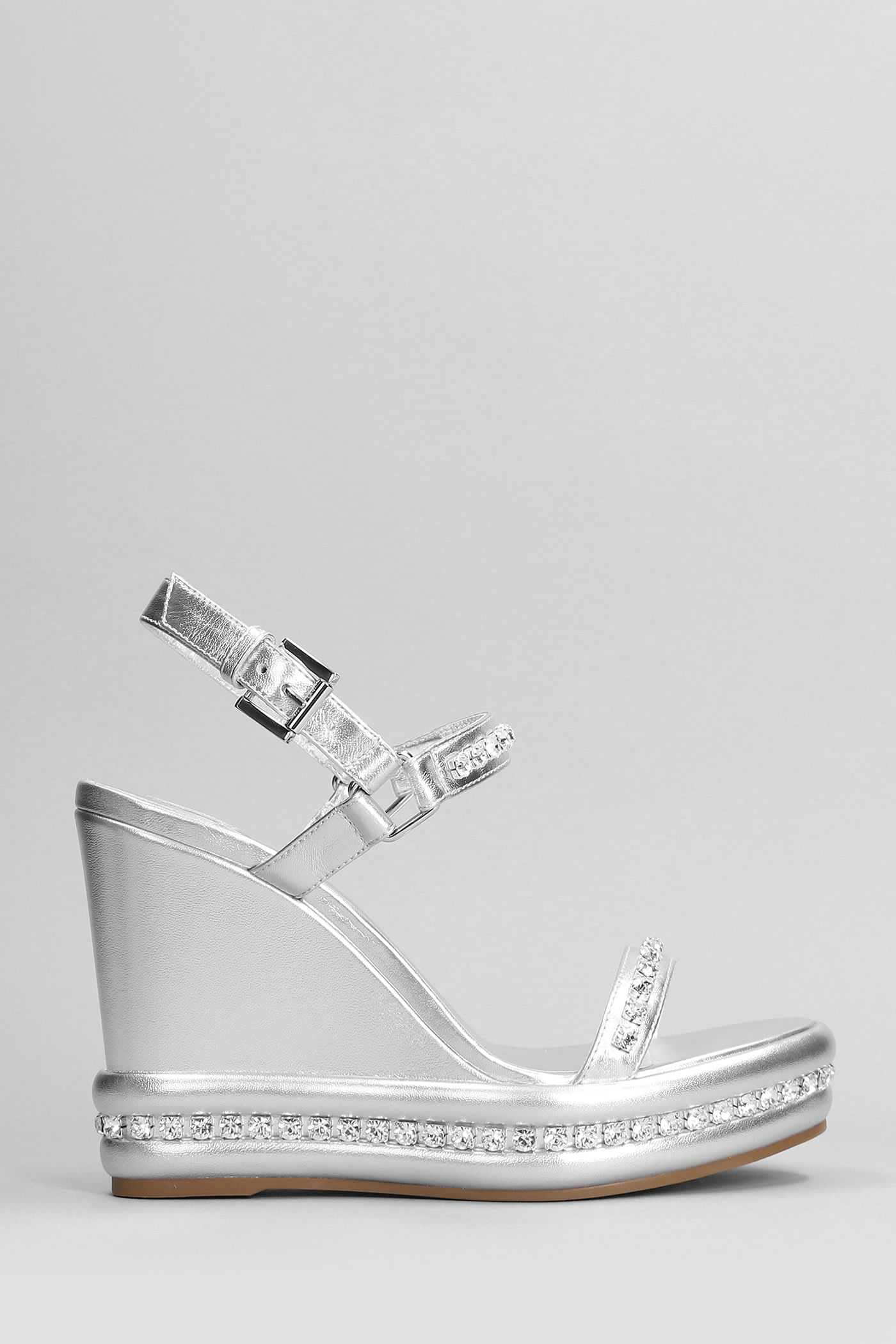 Pyrastrass 110 Wedges In Silver Leather