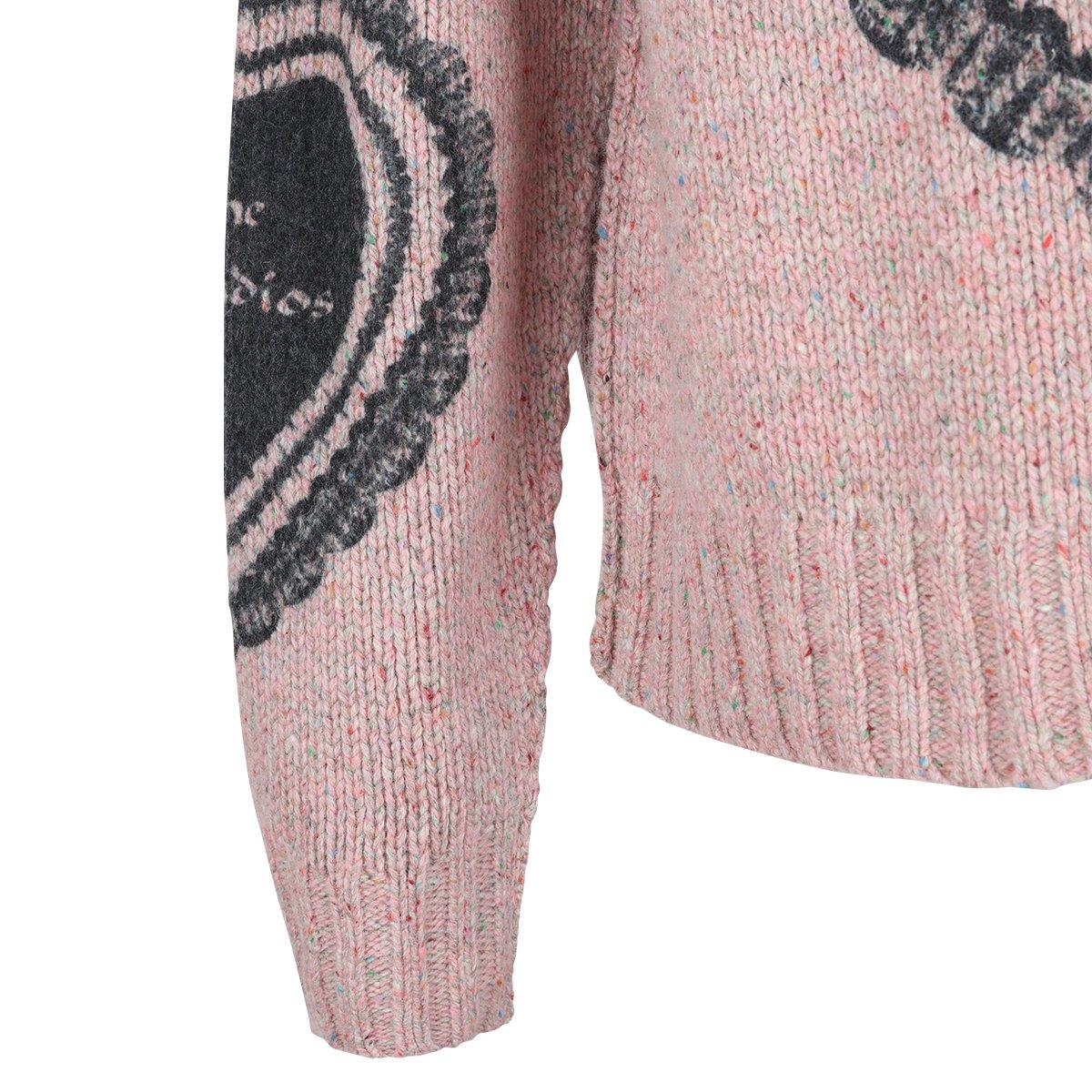 Shop Acne Studios Heart Printed Drop Shoulder Jumper In Faded Pink