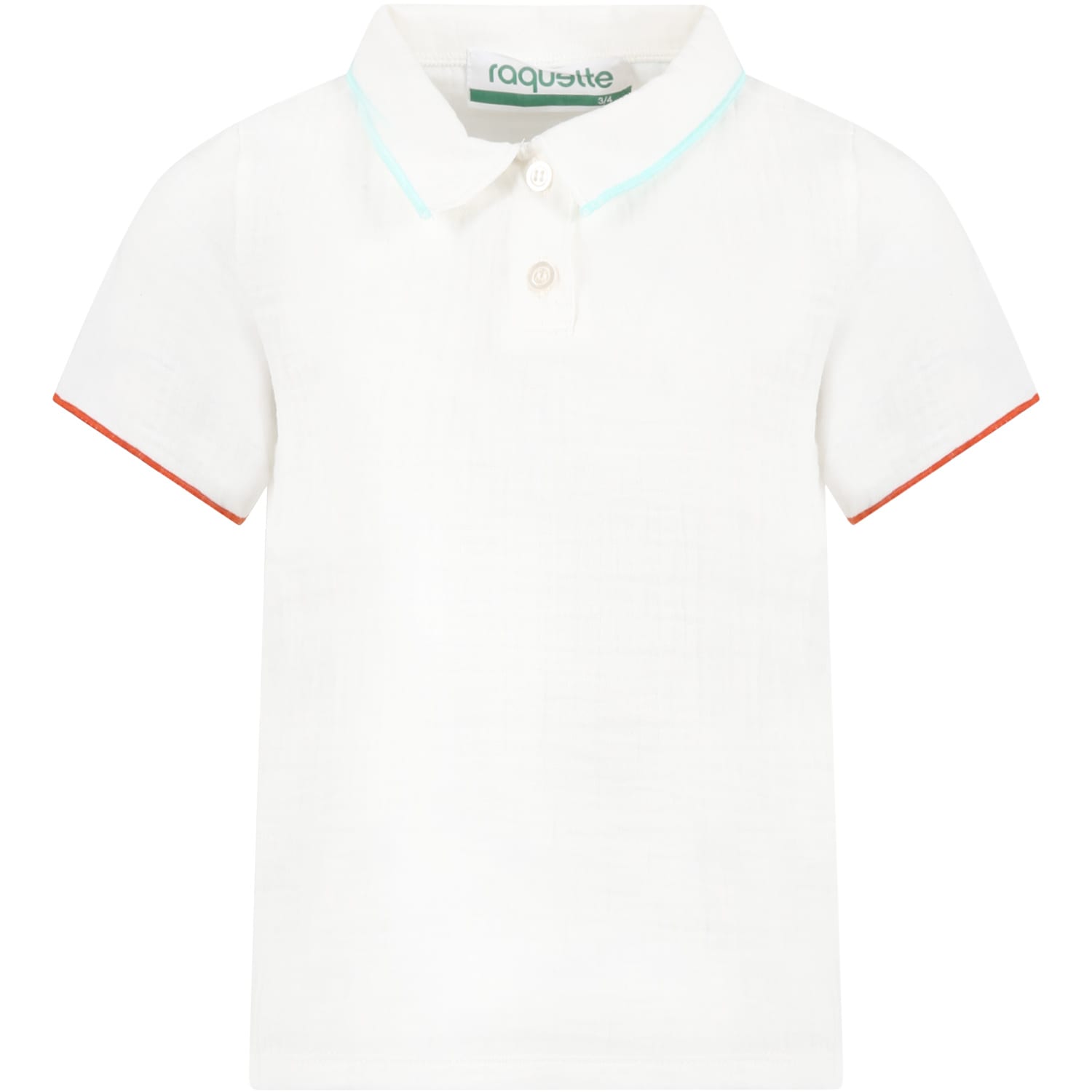 Raquette White Polo Shirt For Kids With Logo