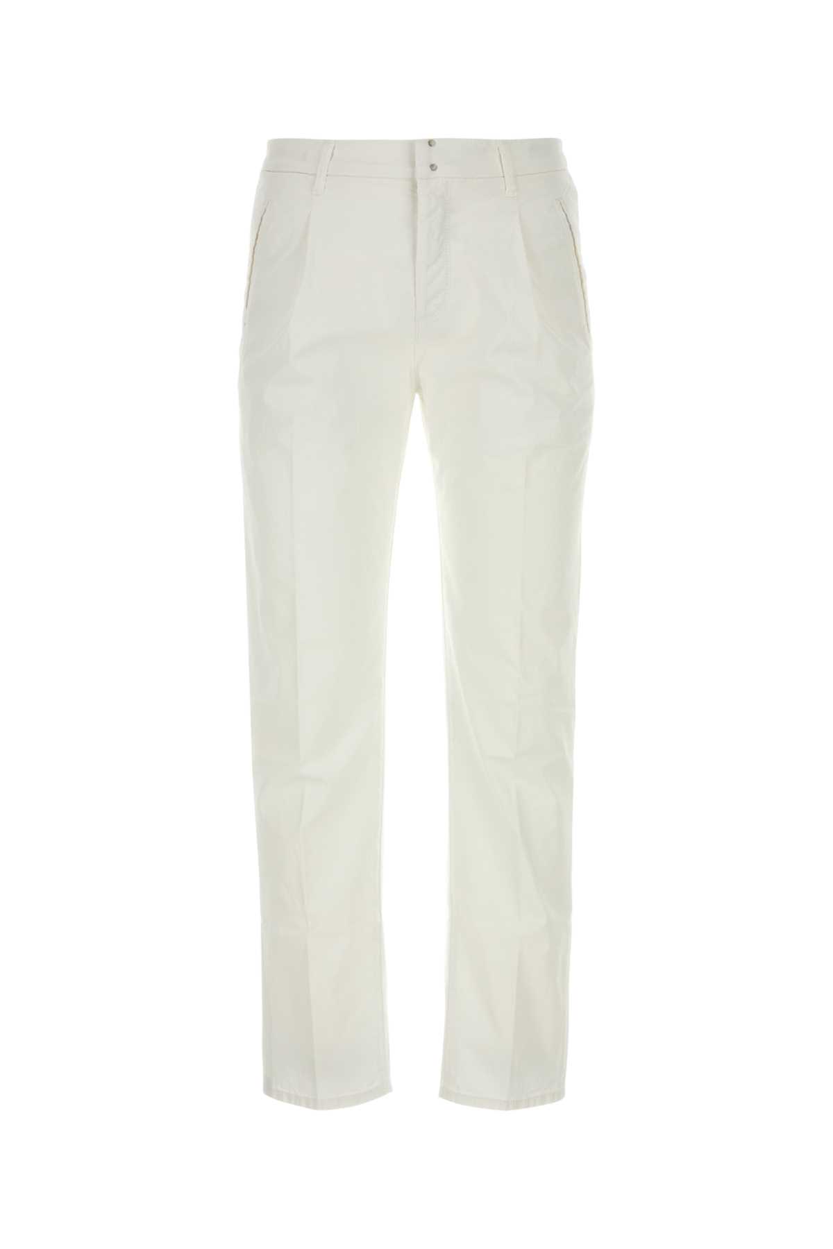 Shop Incotex White Cotton Pant In Biancoottico