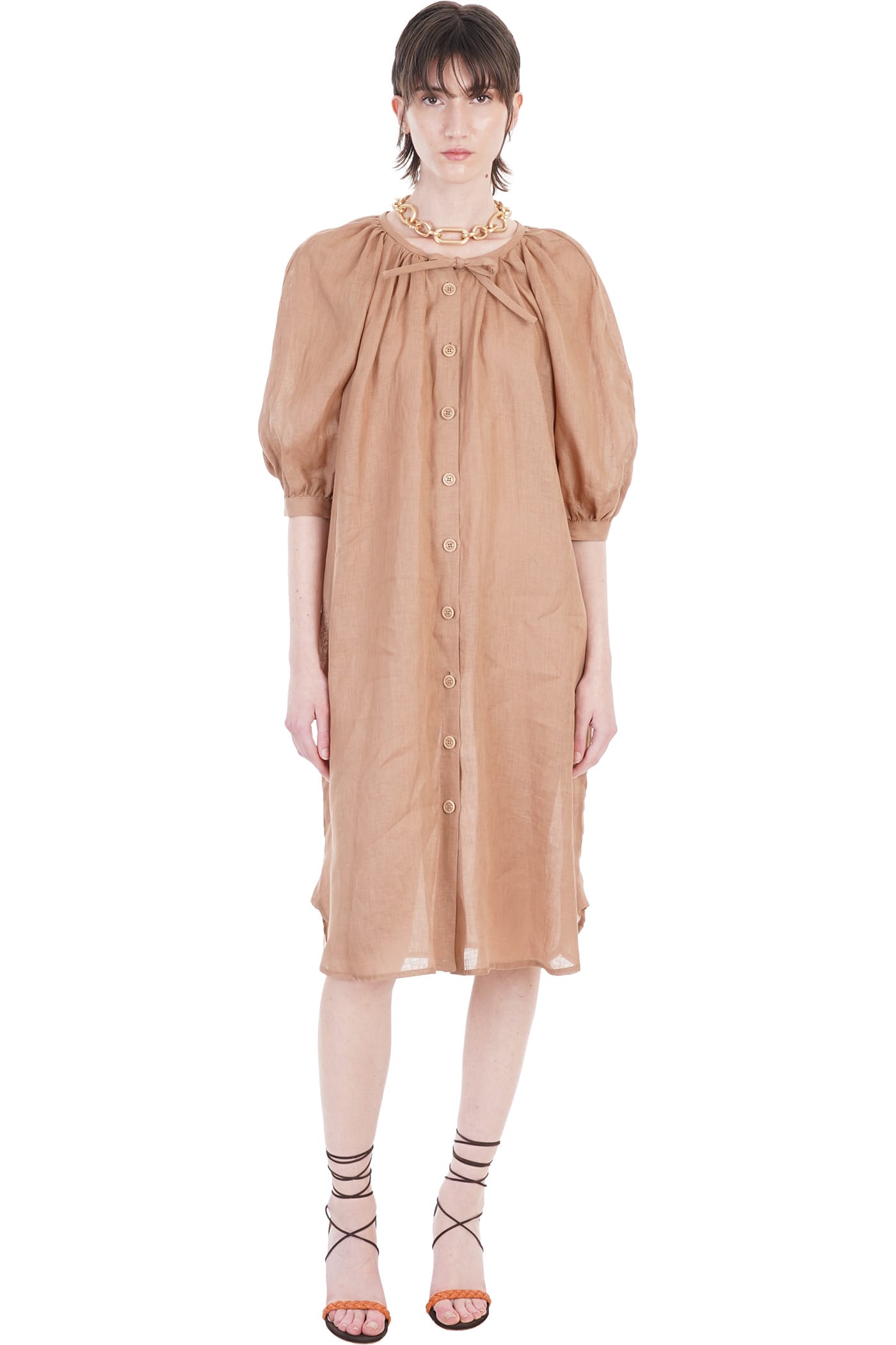 Ballantyne Dress In Brown Linen