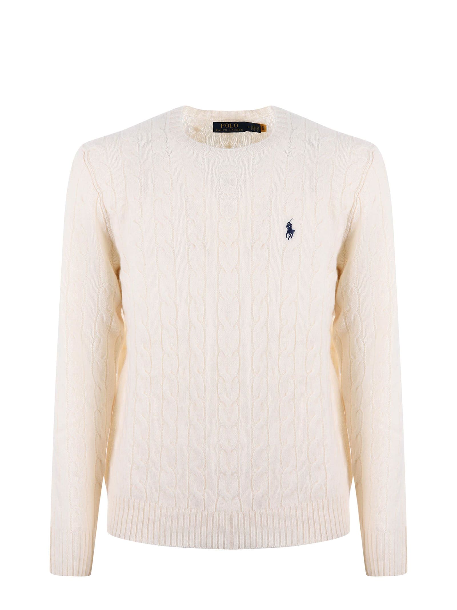 Shop Polo Ralph Lauren Wool And Cashmere Cable Knit Sweater In Ivory