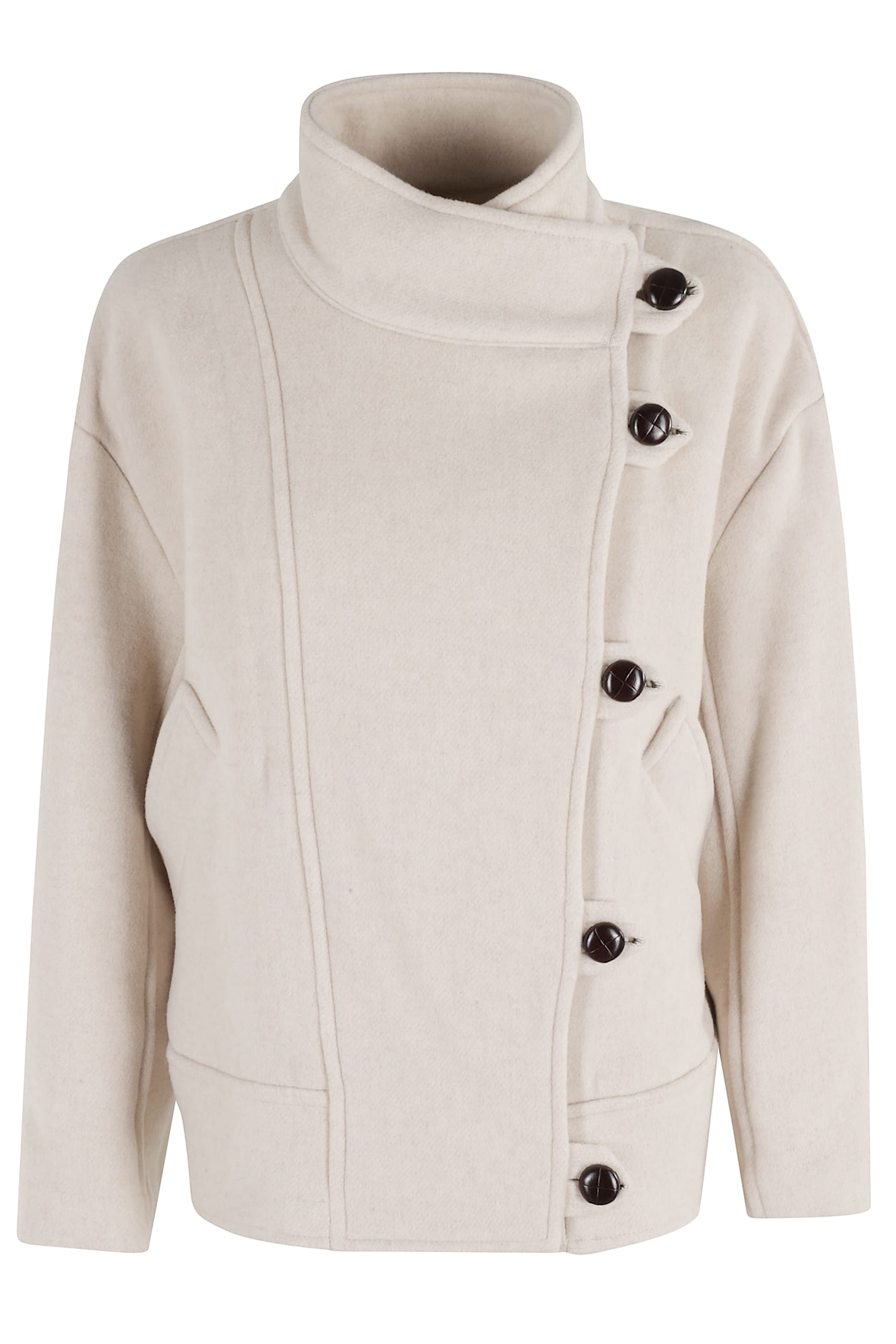 Isabel Marant Hanisgb Balloon-cut Wool-blend Jacket With High Collar In White