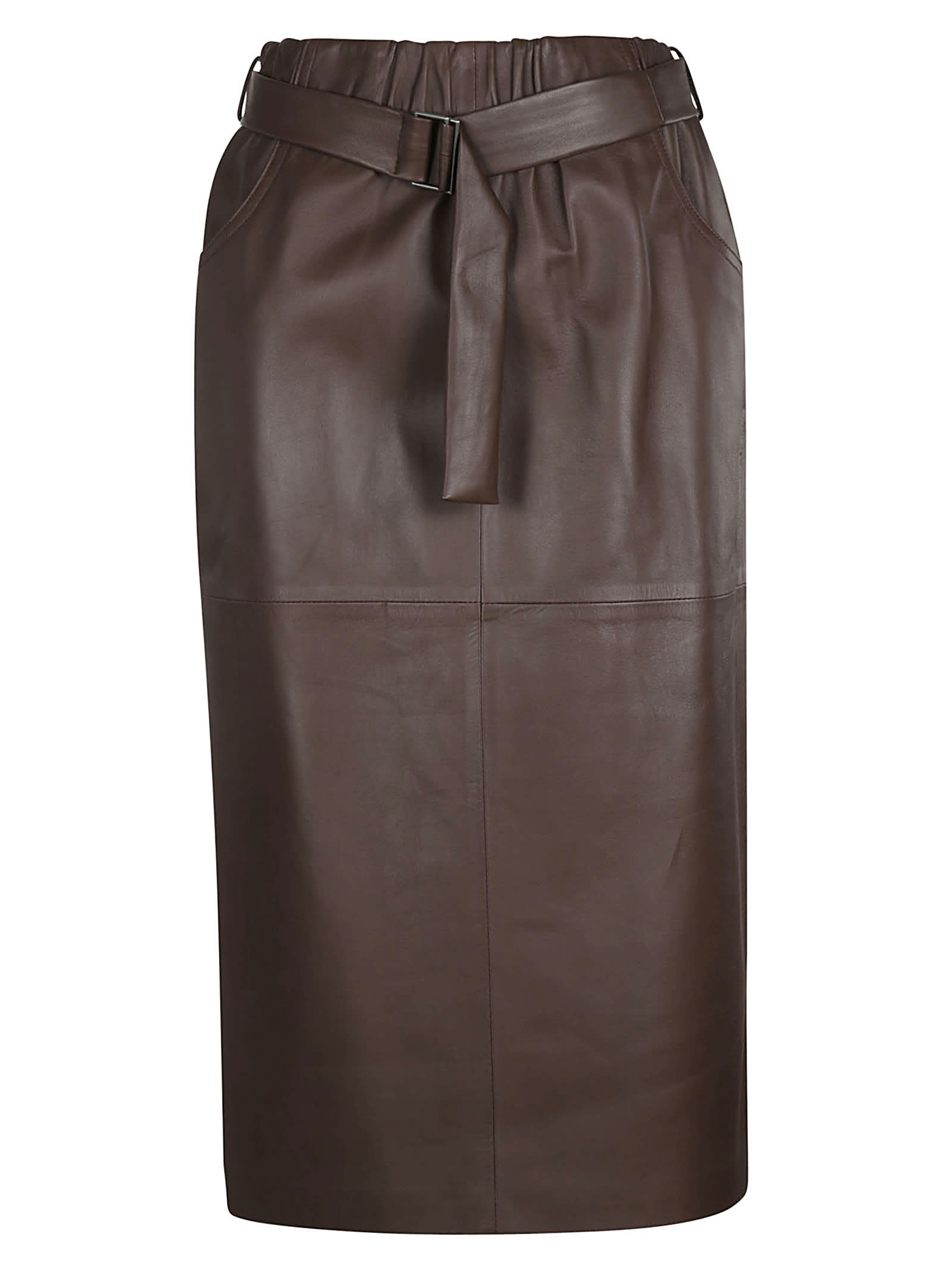 Fabiana Filippi Belted Waist Leather Skirt