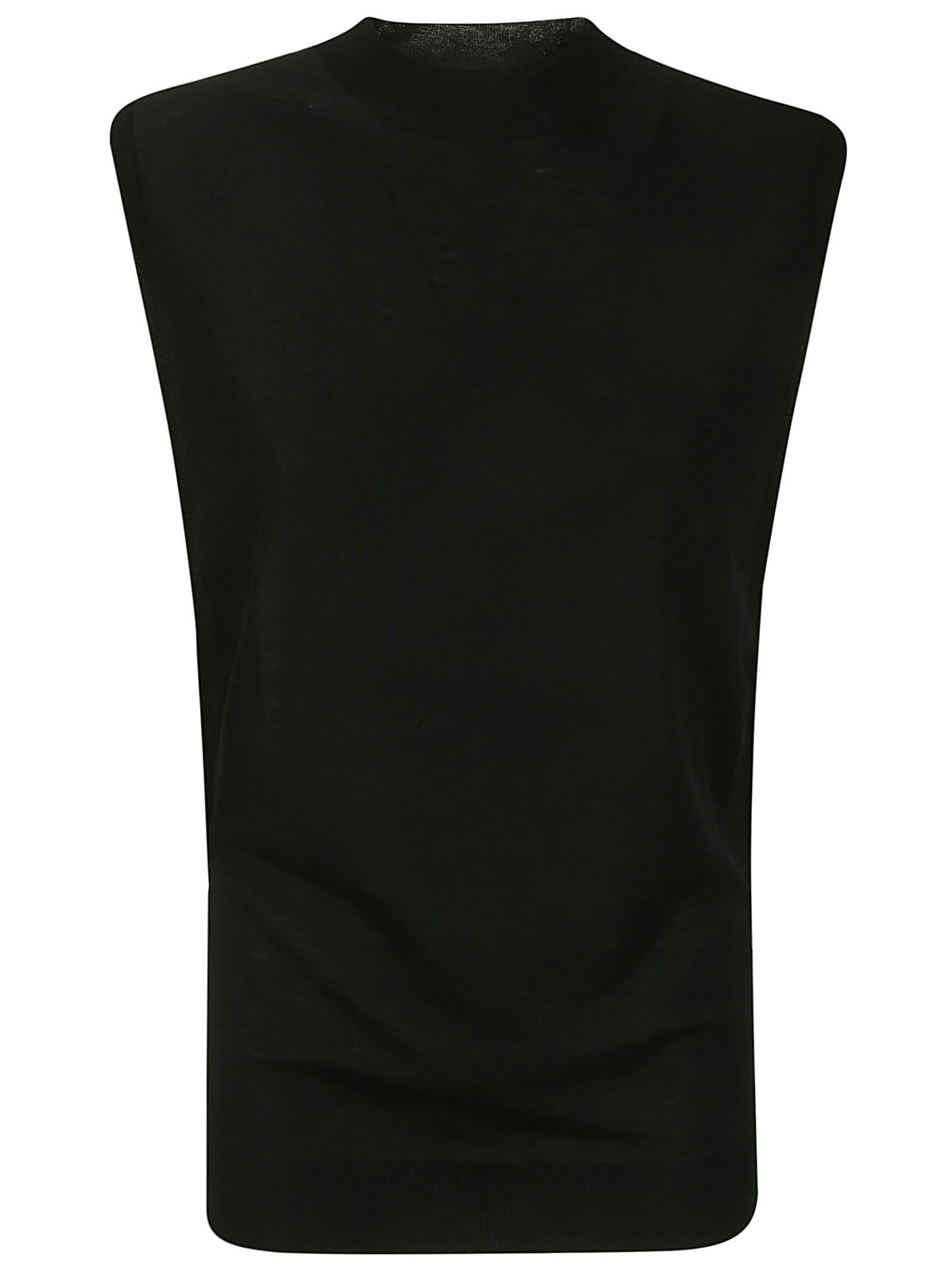 Sportmax Women Sleeveless Wool And Silk Top In Black