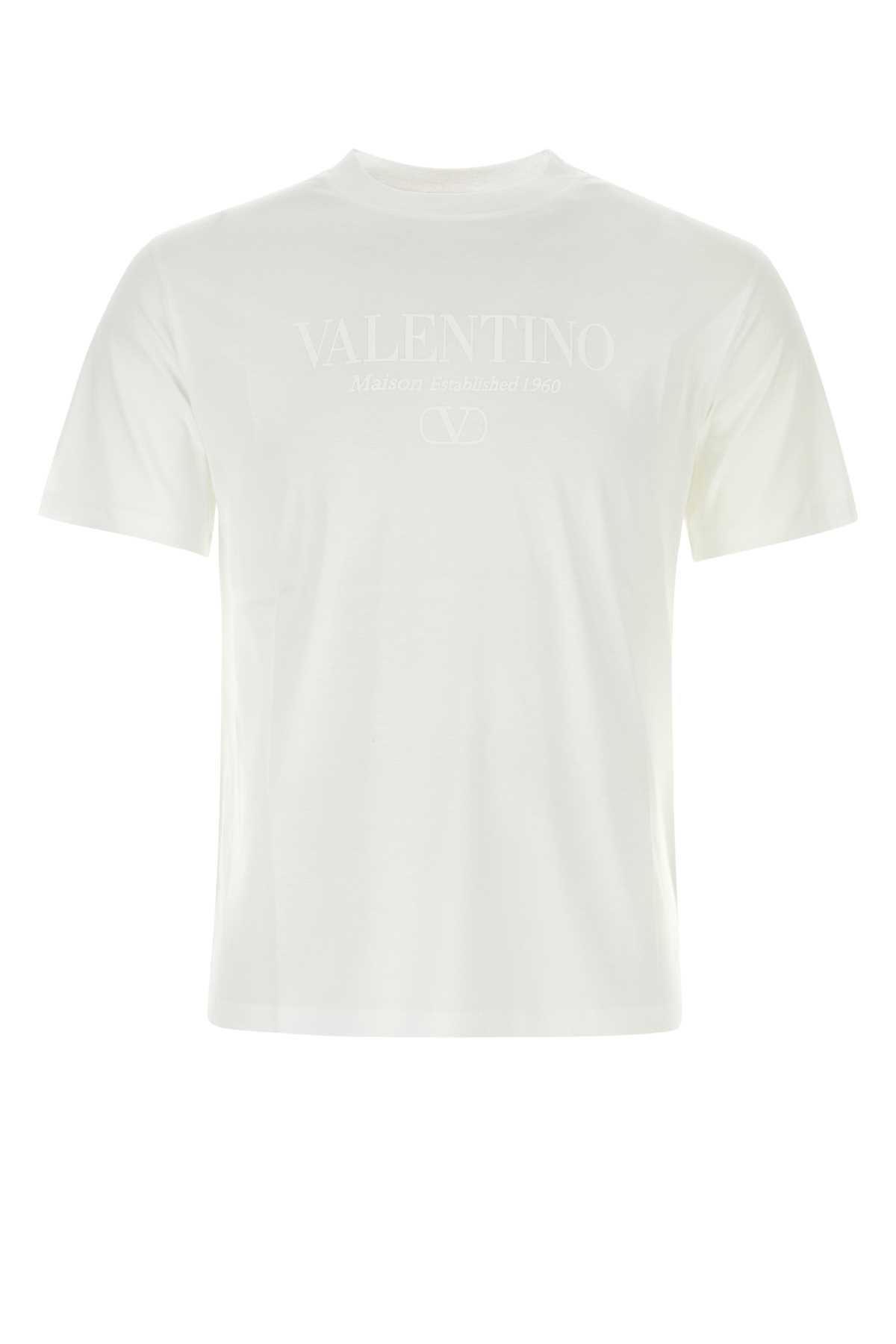 Shop Valentino White Cotton T-shirt In Bianco