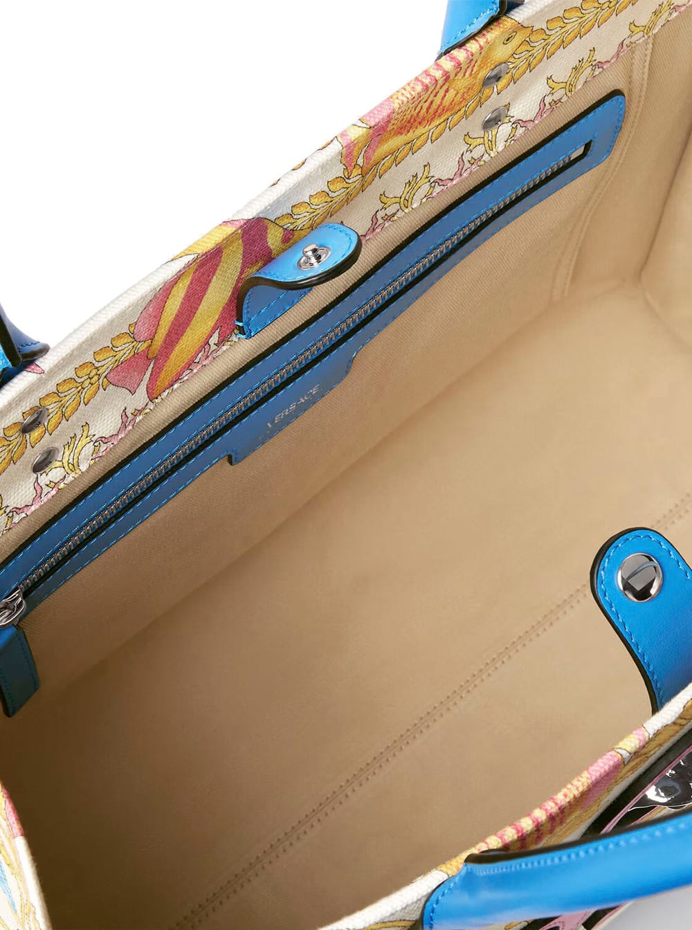 Versace Multicolor Tote Bag With Medusa Detail On The Front And All-over Underwater Barocco Print In Cotton
